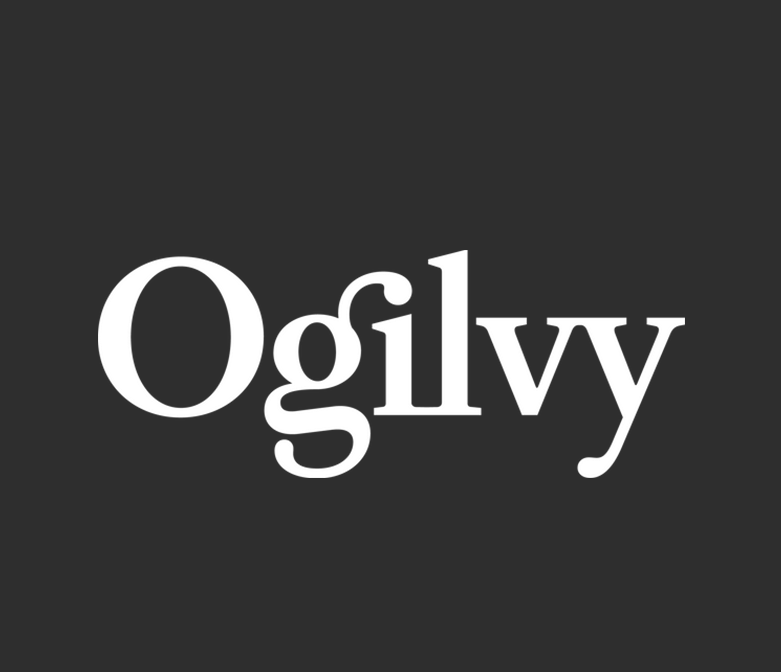The word 'Ogilvy' in white text on a black background, with a unique font style.
