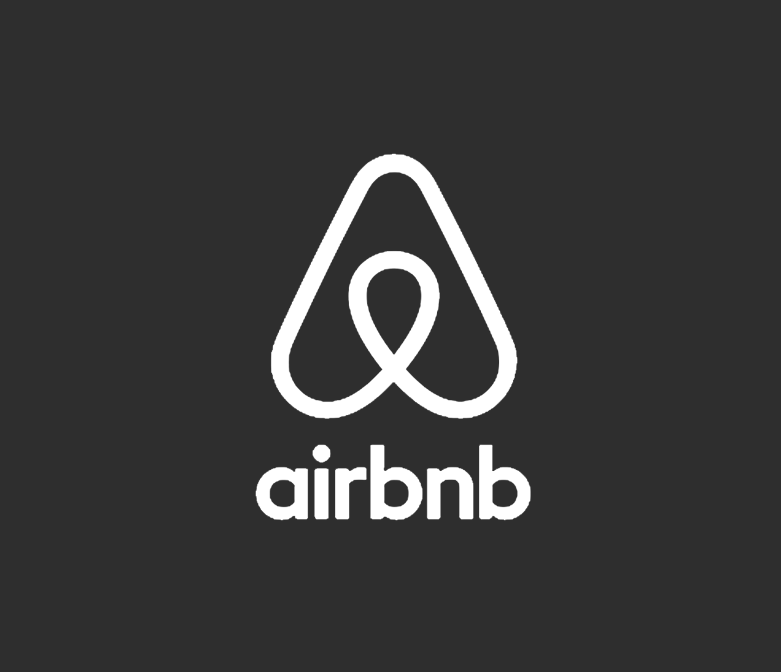 Black background with white Airbnb logo and text.