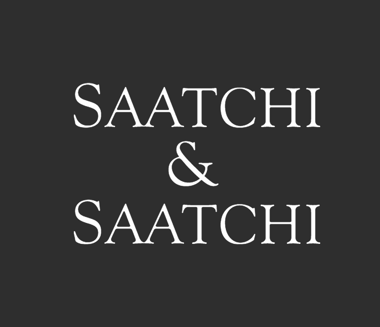 The text 'SAATCHI & SAATCHI' in white on a dark gray background.