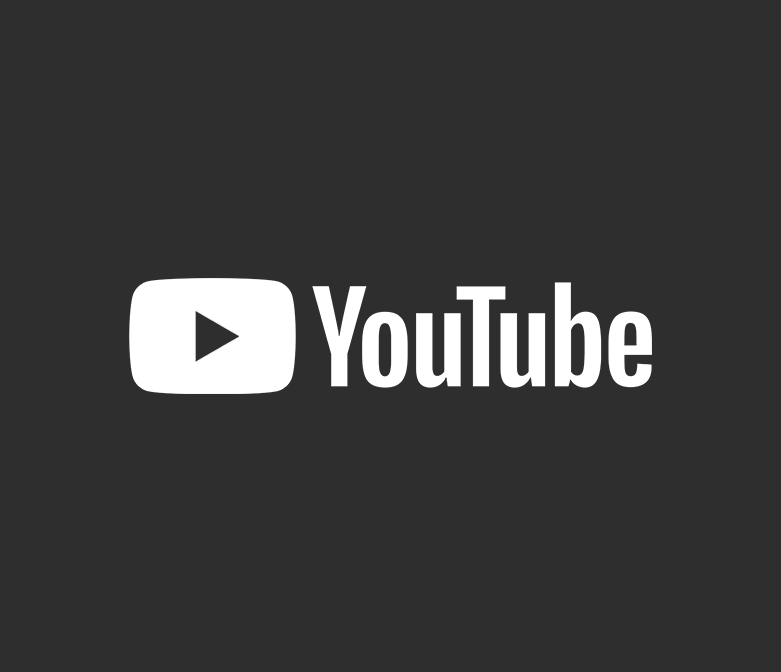 YouTube logo with black background and white icon and text