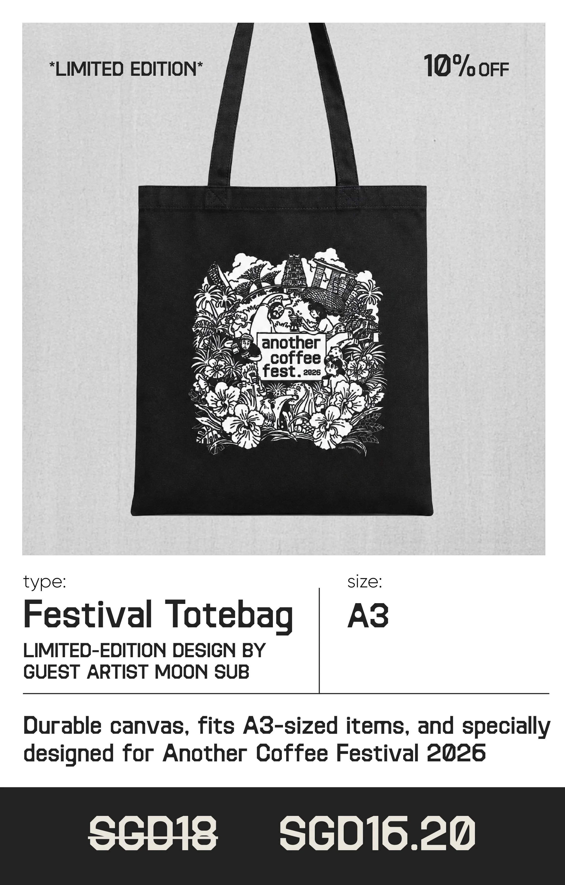 FESTIVAL TOTE BAG BY MOON SUB
