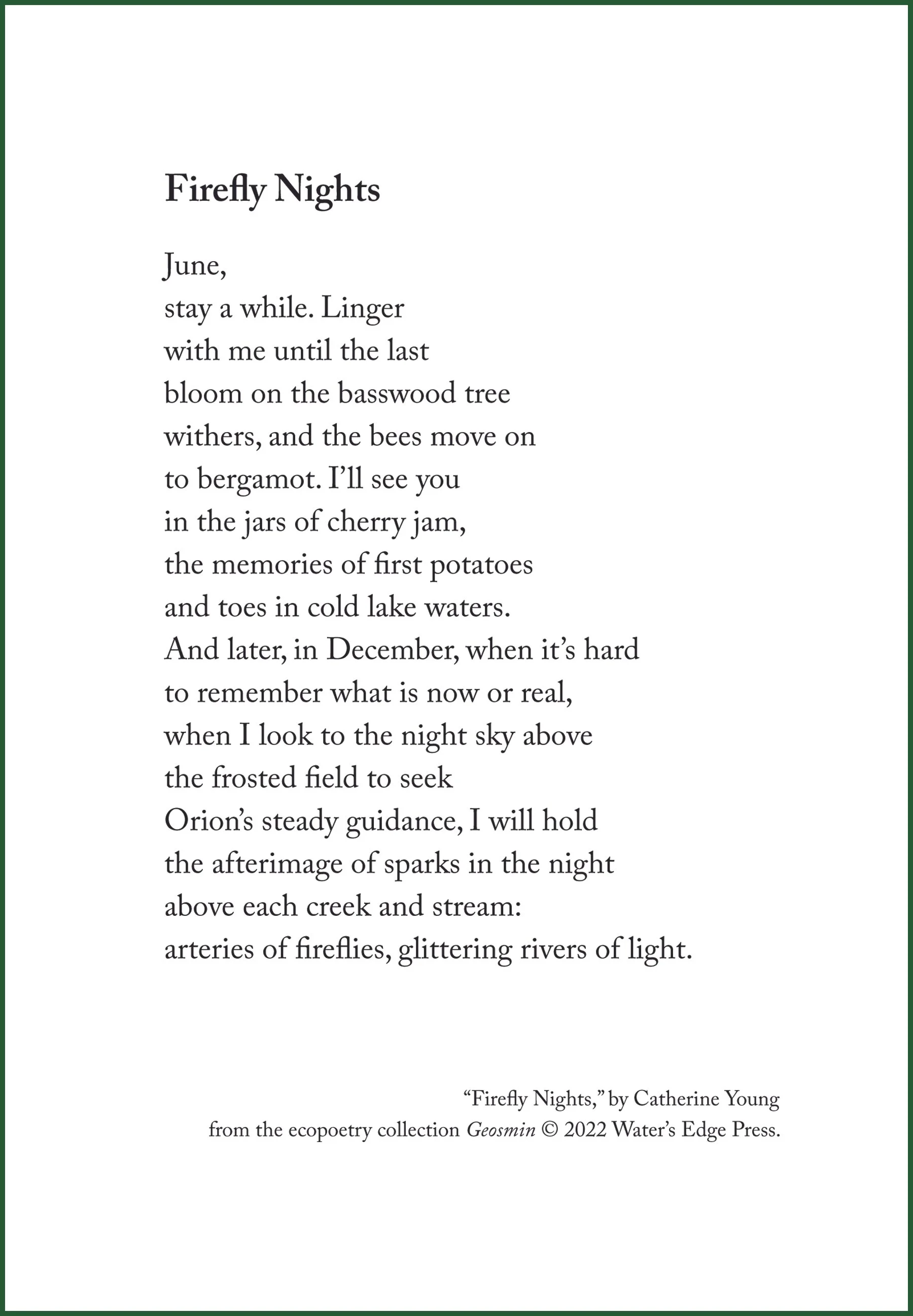 Farmwise Almanac image p 4 Poem Fireflies