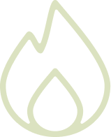 Light green outline of a flame or fire icon.