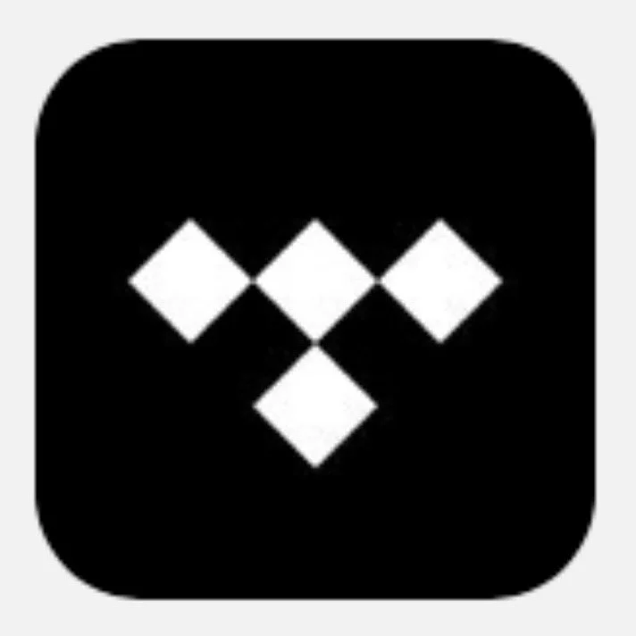 Tidal logo with rounded corners featuring a white geometric design of five diamonds arranged in a pattern.