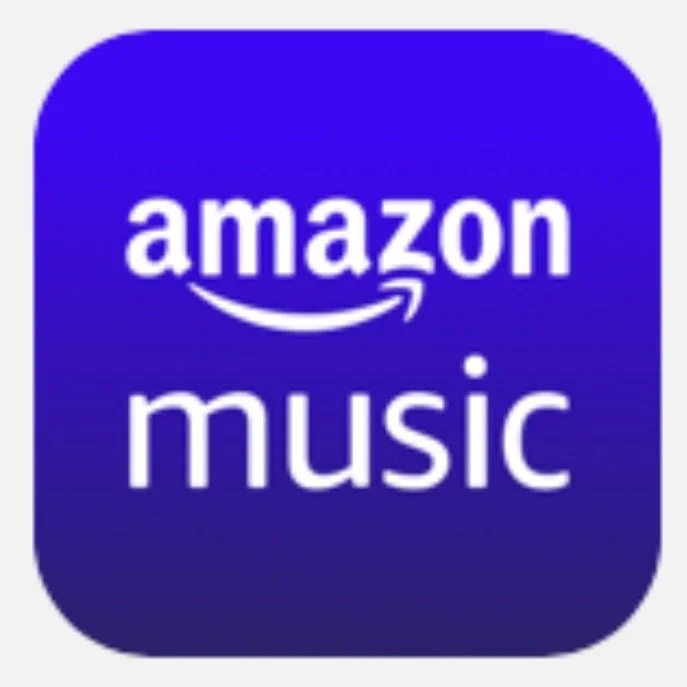 Amazon Music app icon with purple background and white text.
