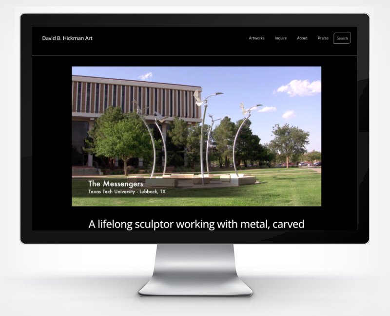 mockup of david b hickman's website on a large apple monitor