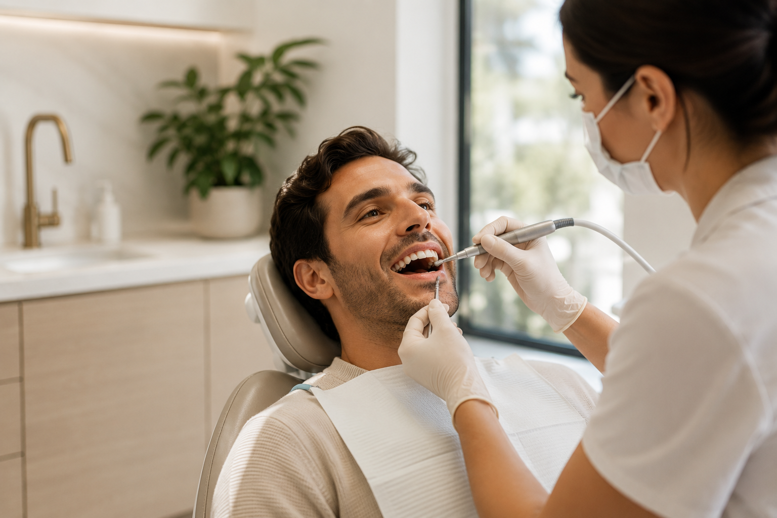 Man at the dentist