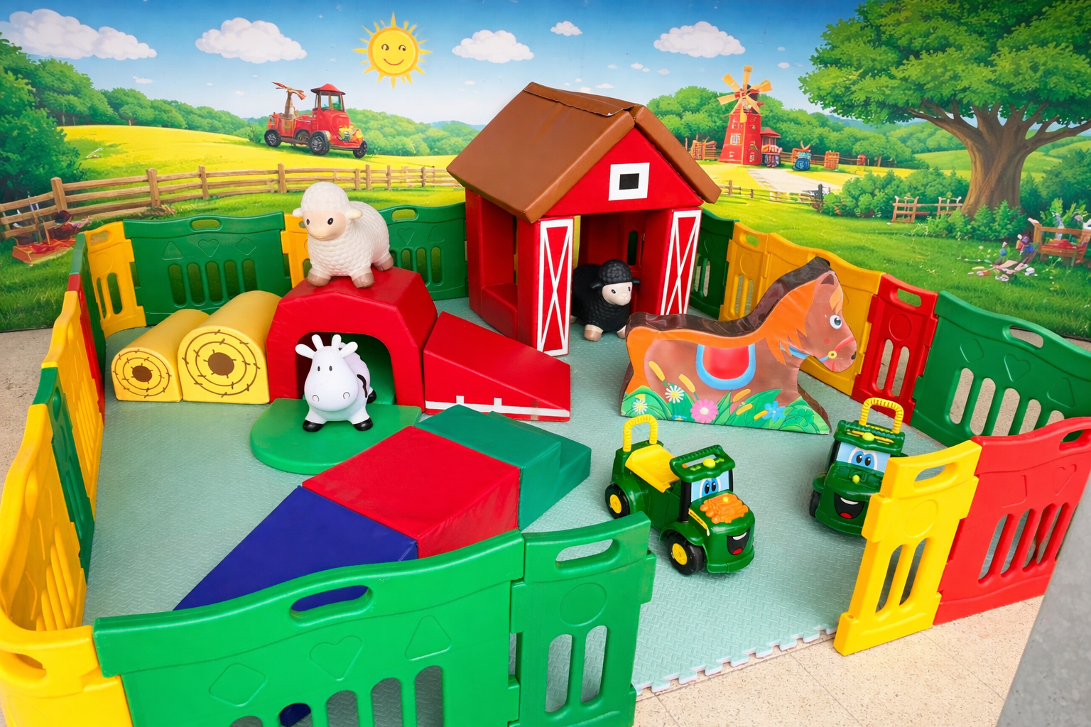 Barnyard animal farm Theme Toddler soft play ball pit hire Perth