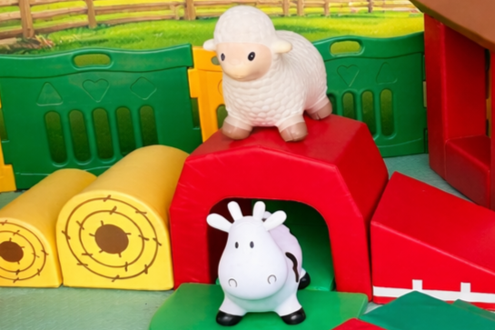 Barnyard animal farm Theme childrens soft play ball pit hire Perth