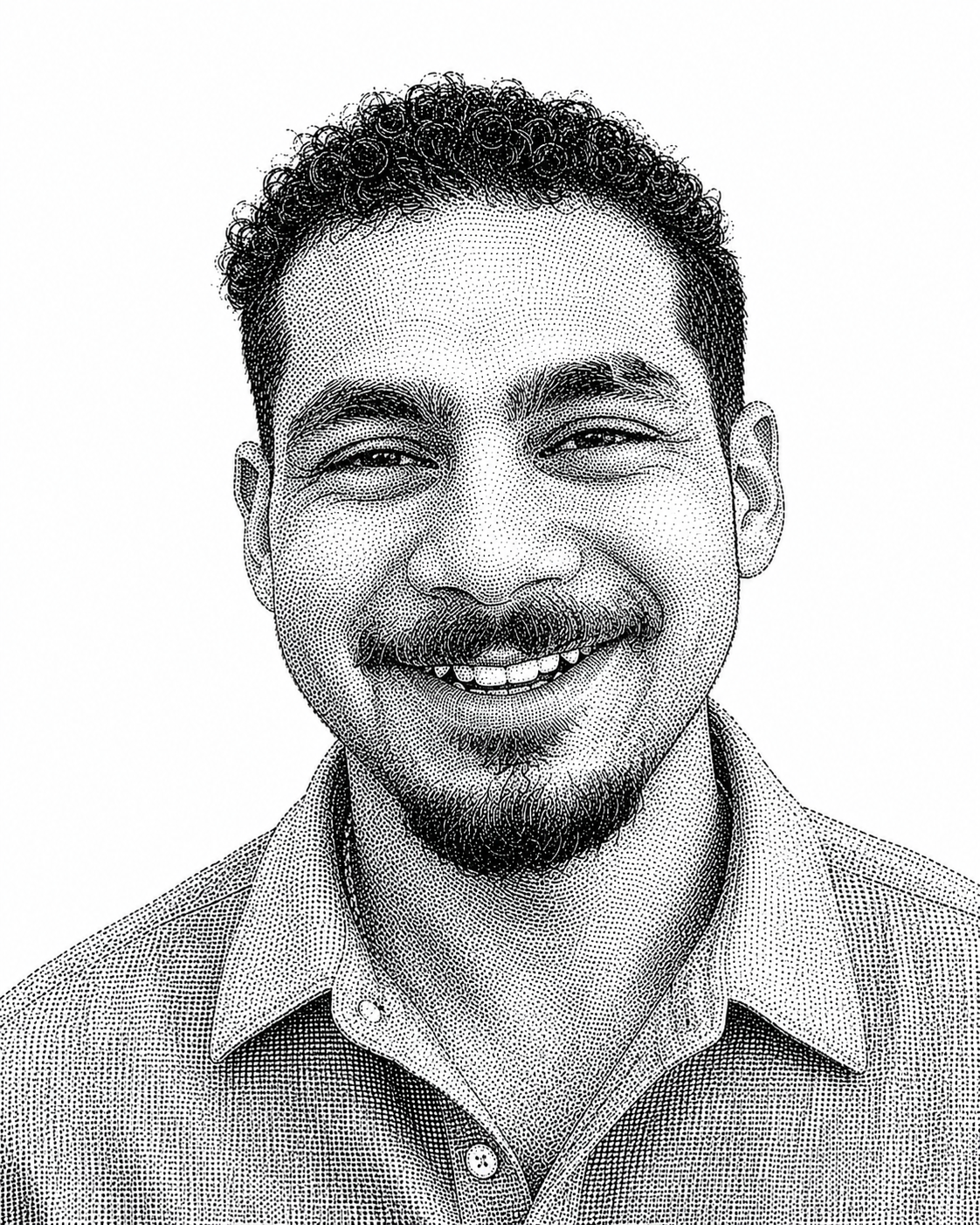 Black and white illustrated portrait representing Birch Management, a Washington, DC property management company.