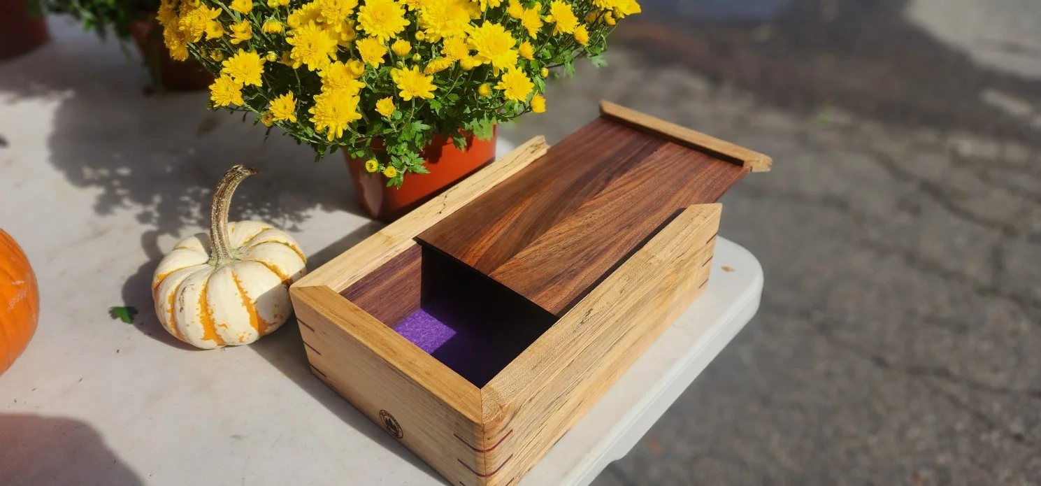Ambrosia Maple and Walnut Sliding-Top Keepsake Box