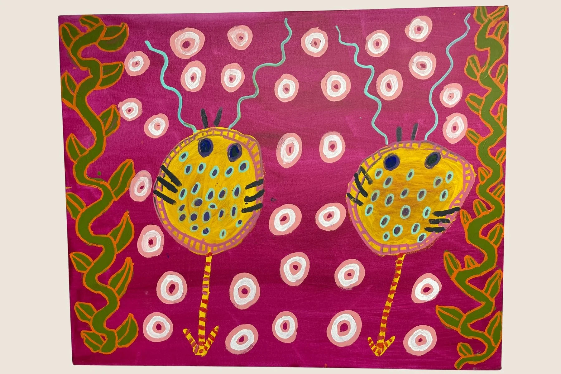 Aboriginal stingray painting, stretched canvas