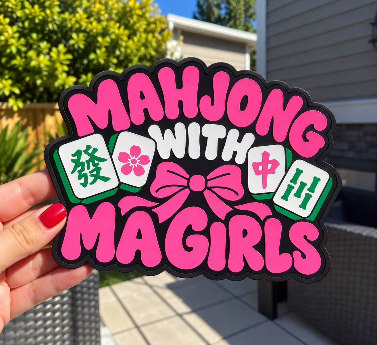 Mahjong With Magirls Backyard Plaque.png
