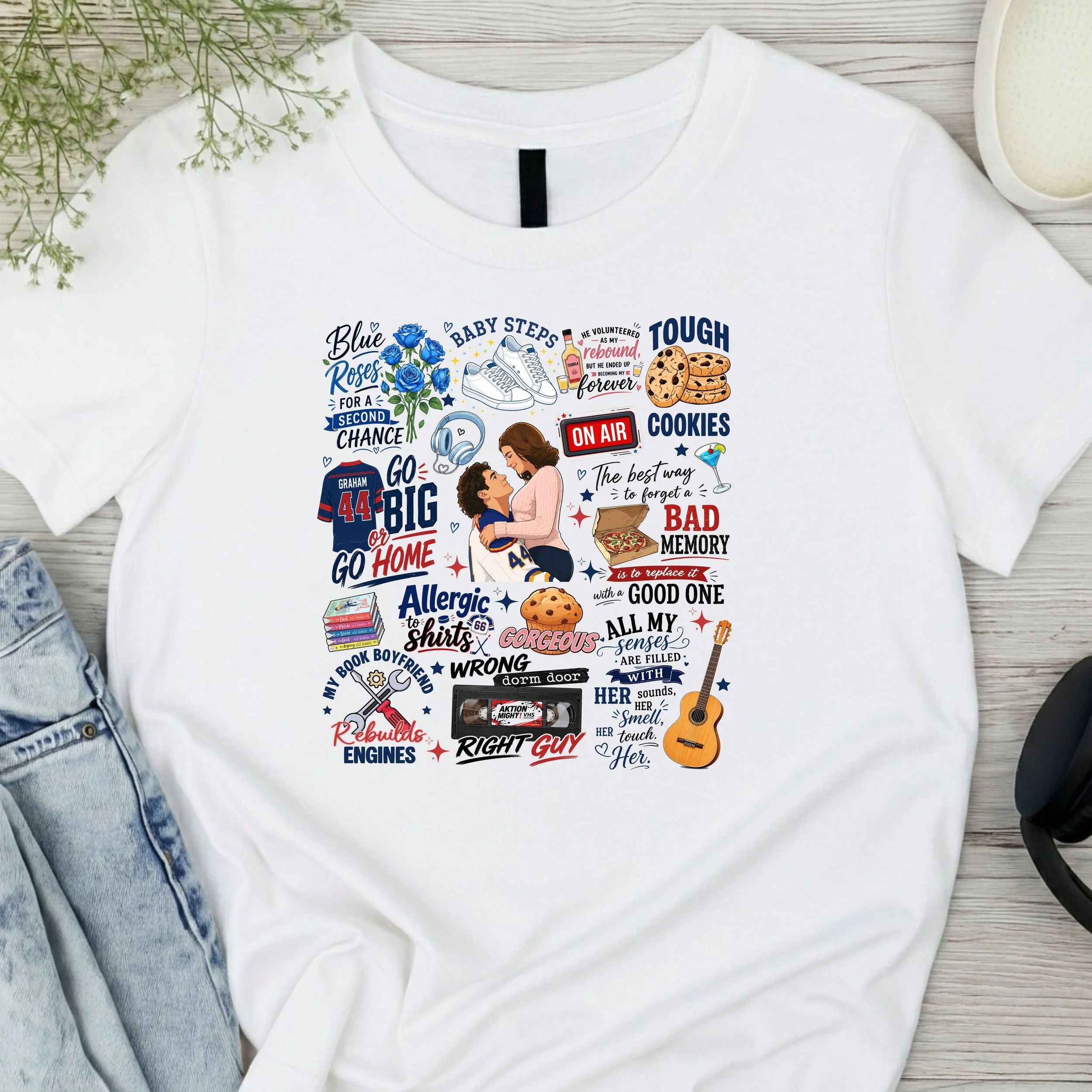 "Off Campus" Romance Tropes Graphic T-Shirt - Collegiate Sports Romance Fan Tee - Bookish Apparel