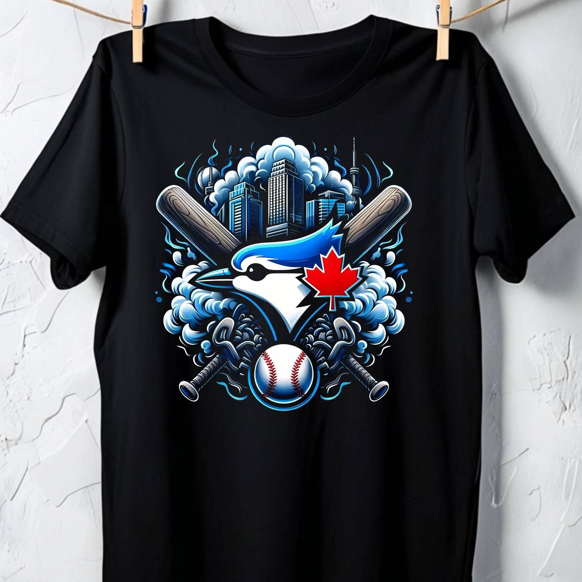 TORONTO BLUE JAYS " CITY SKYLINE " HALF TONE T SHIRT