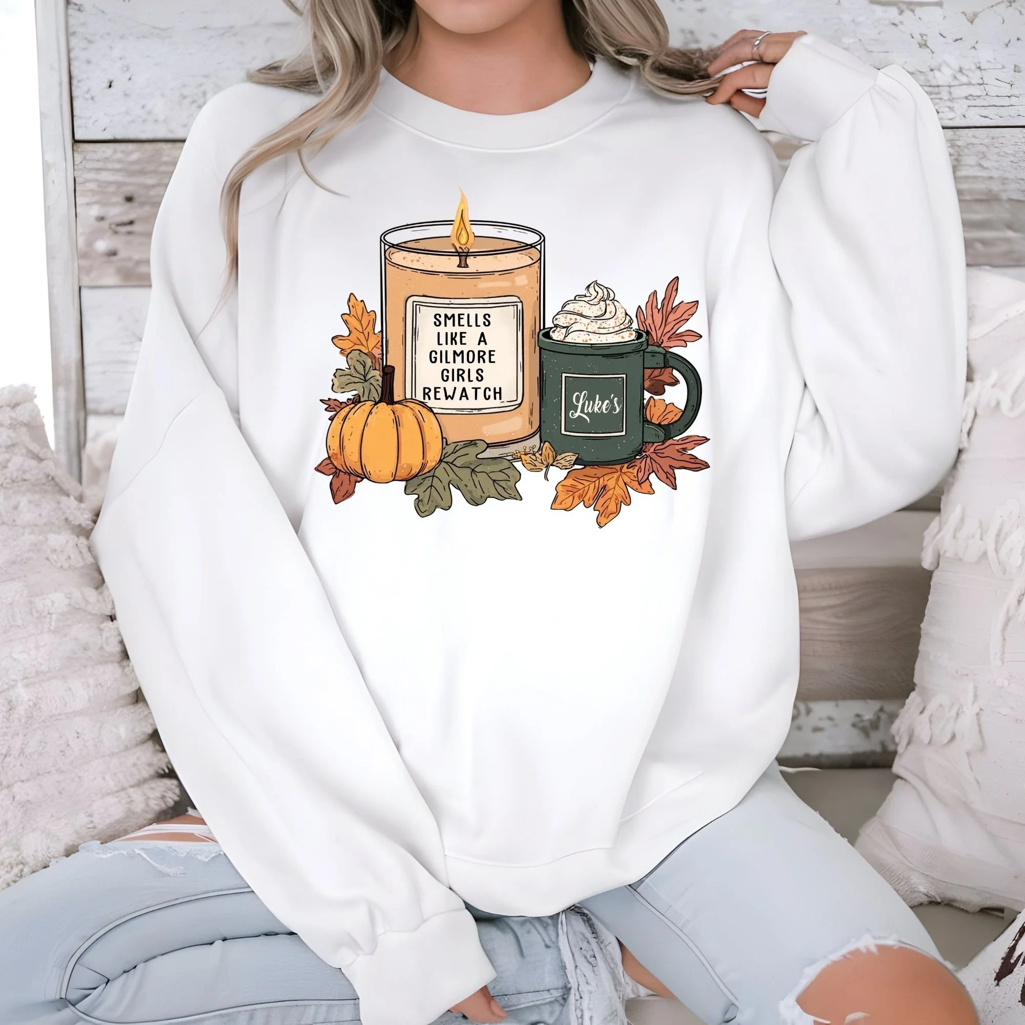 Smells Like A Gilmore Girls Rewatch Sweatshirt | Luke’s Diner Coffee & Fall Vibes Sweater | Cozy Autumn TV Show Apparel
