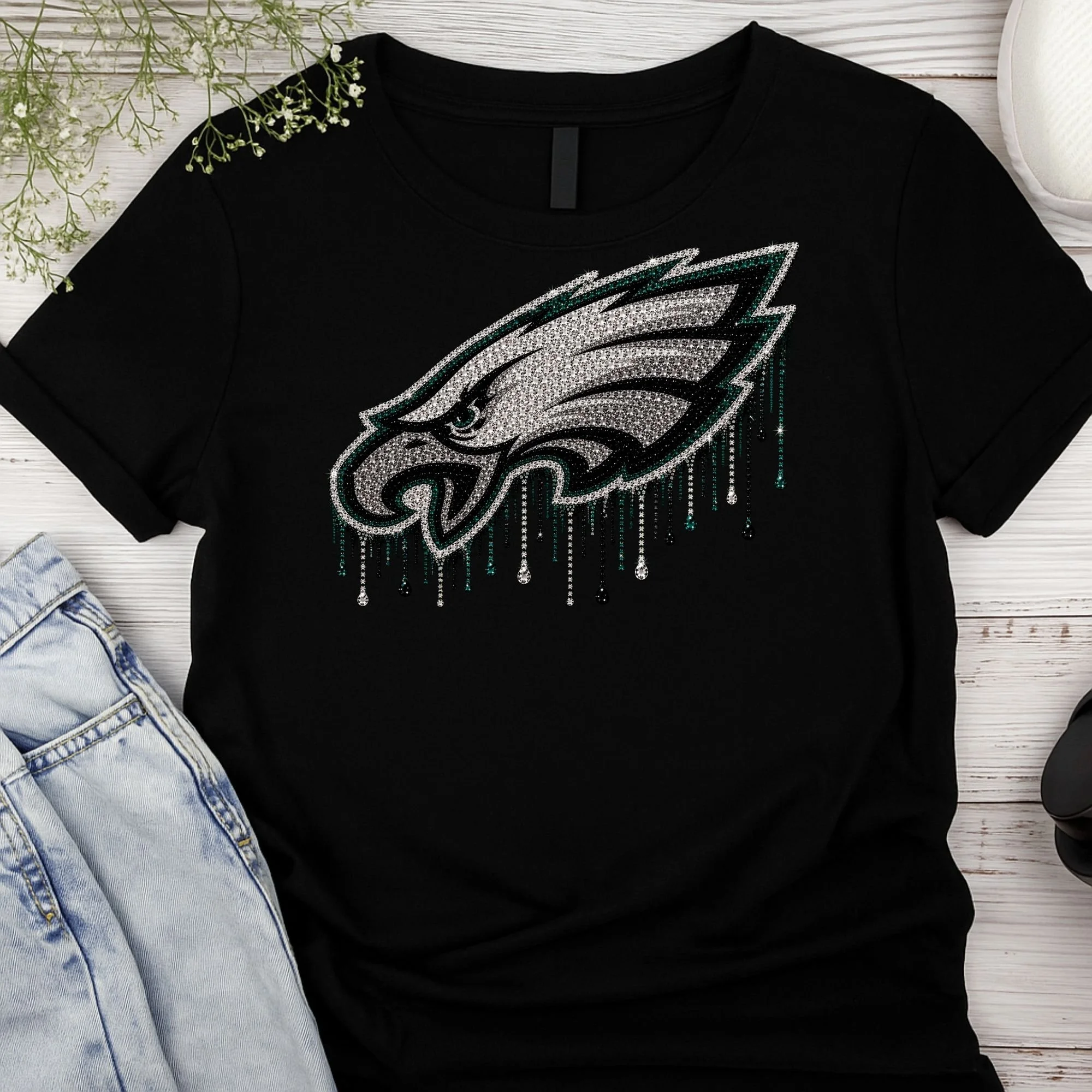 FOOTBALL FAUX BLING T SHIRTS-PHILLY EAGLES