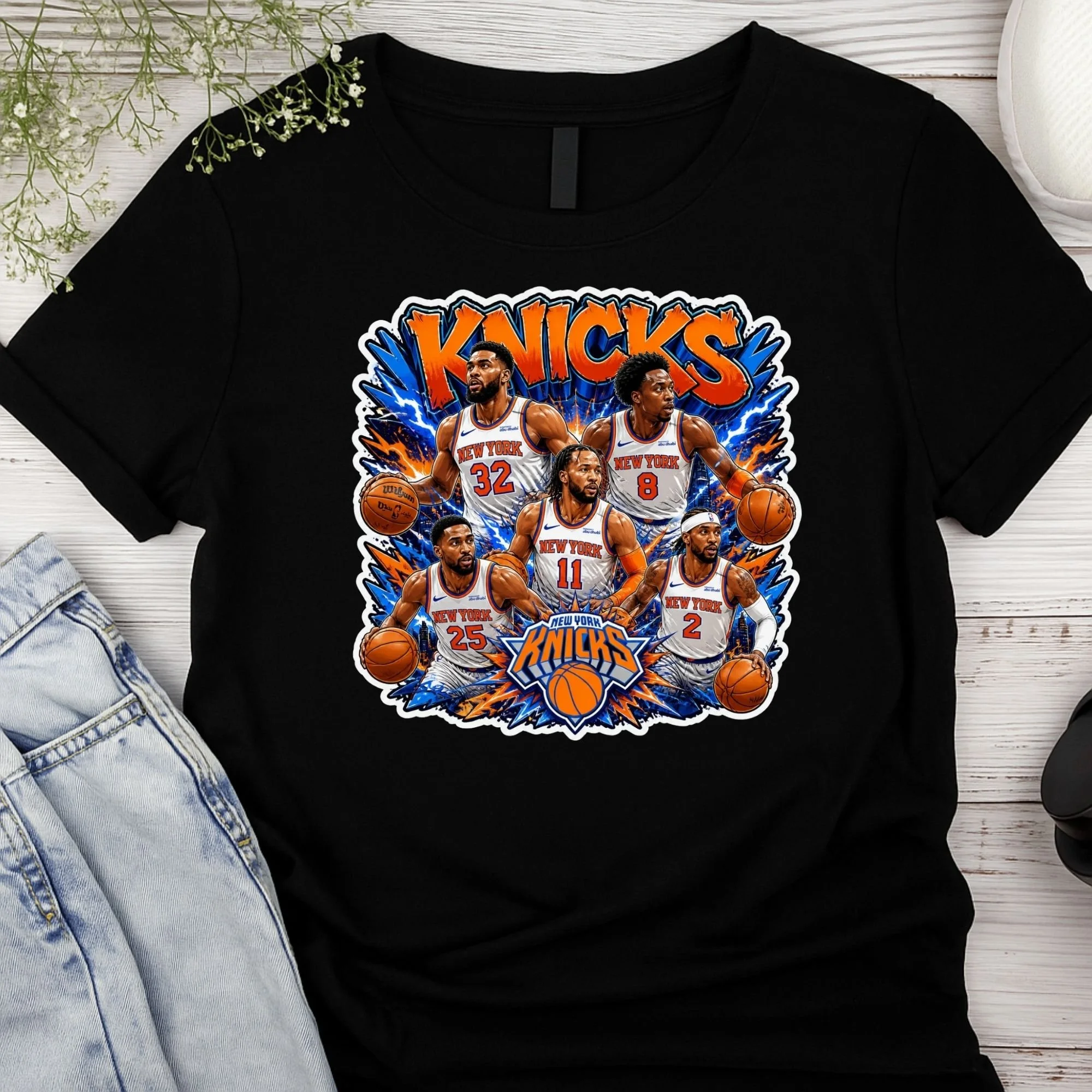New York Basketball Star Player Collage T-Shirt | Retro Graphic Knicks Team Tee | Basketball Fan Apparel