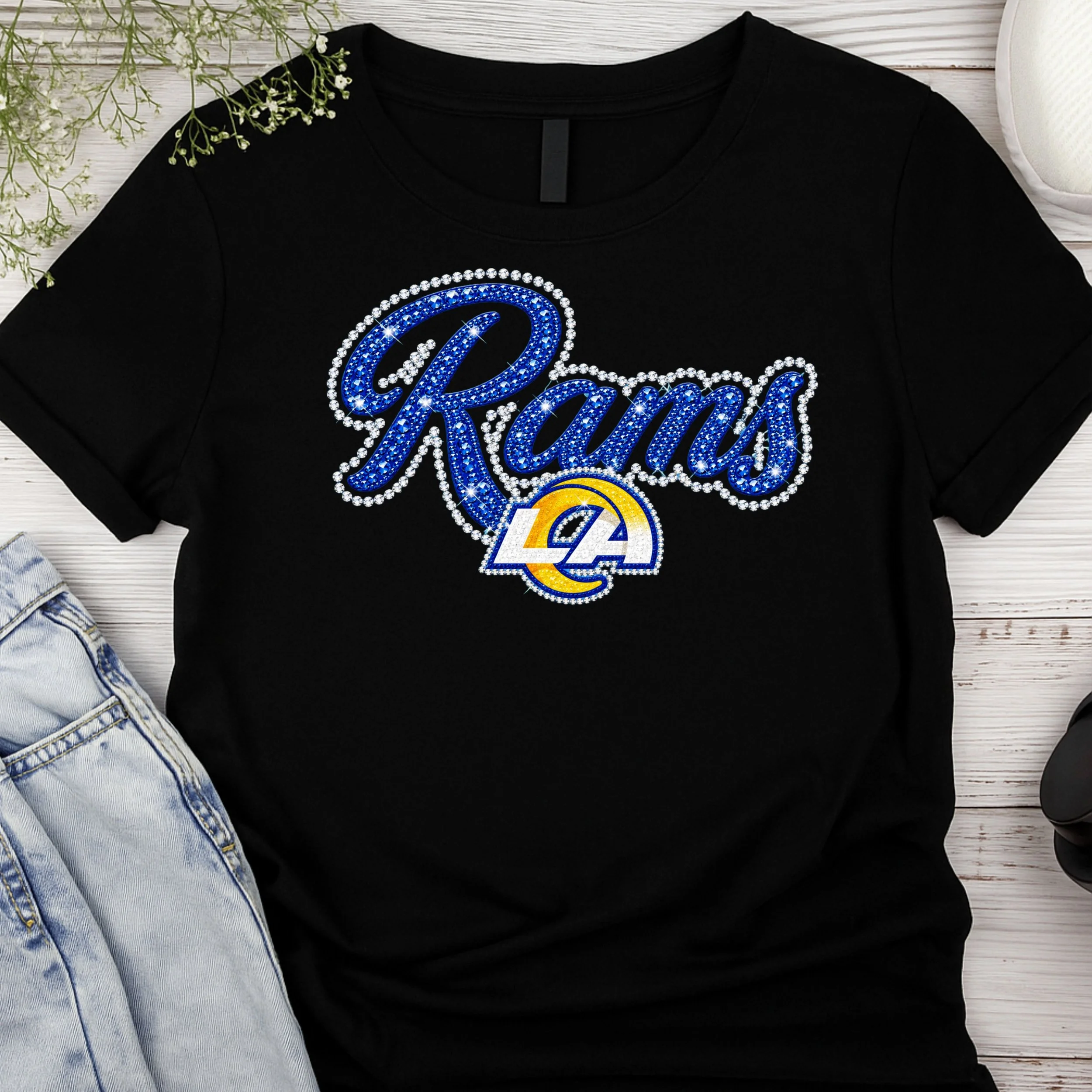 FOOTBALL FAUX BLING T SHIRTS- RAMS