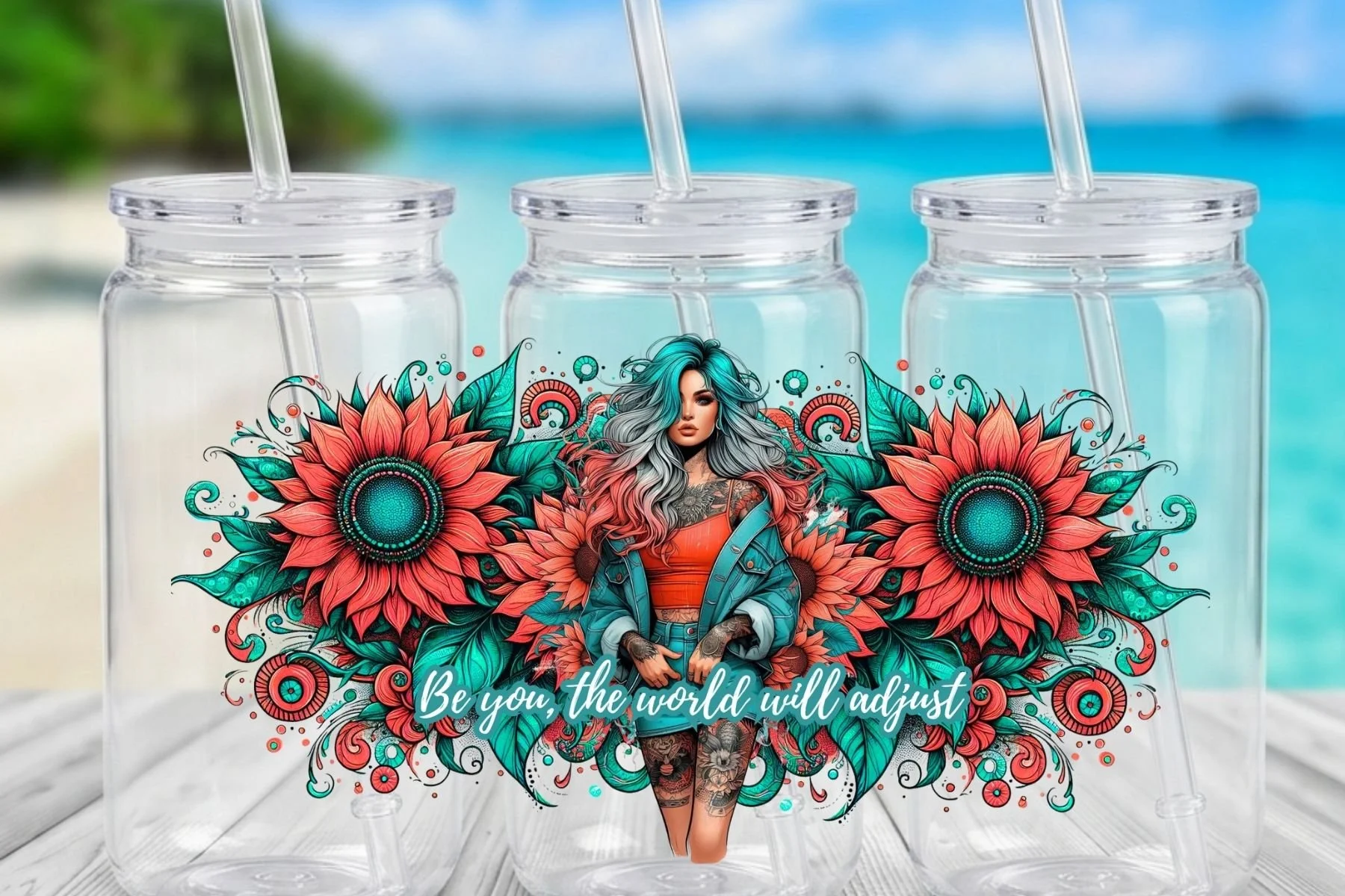 "Be You, The World Will Adjust" 16 oz. Can-Shaped Plastic Tumbler