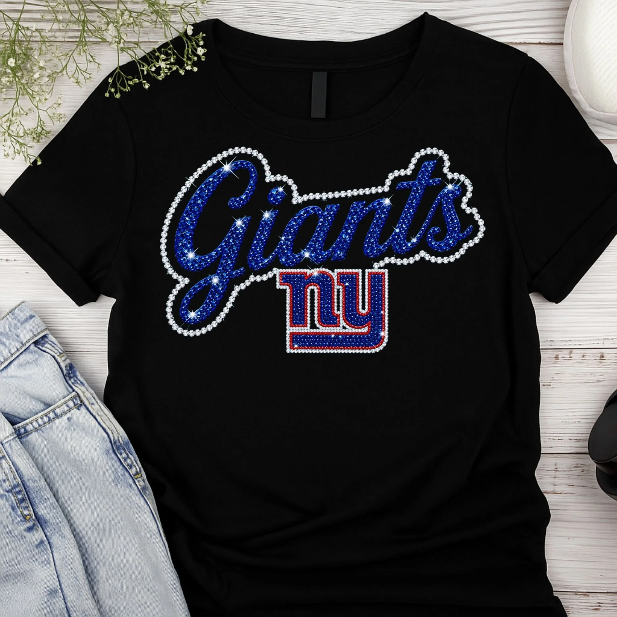 FOOTBALL FAUX BLING T SHIRTS- GIANTS