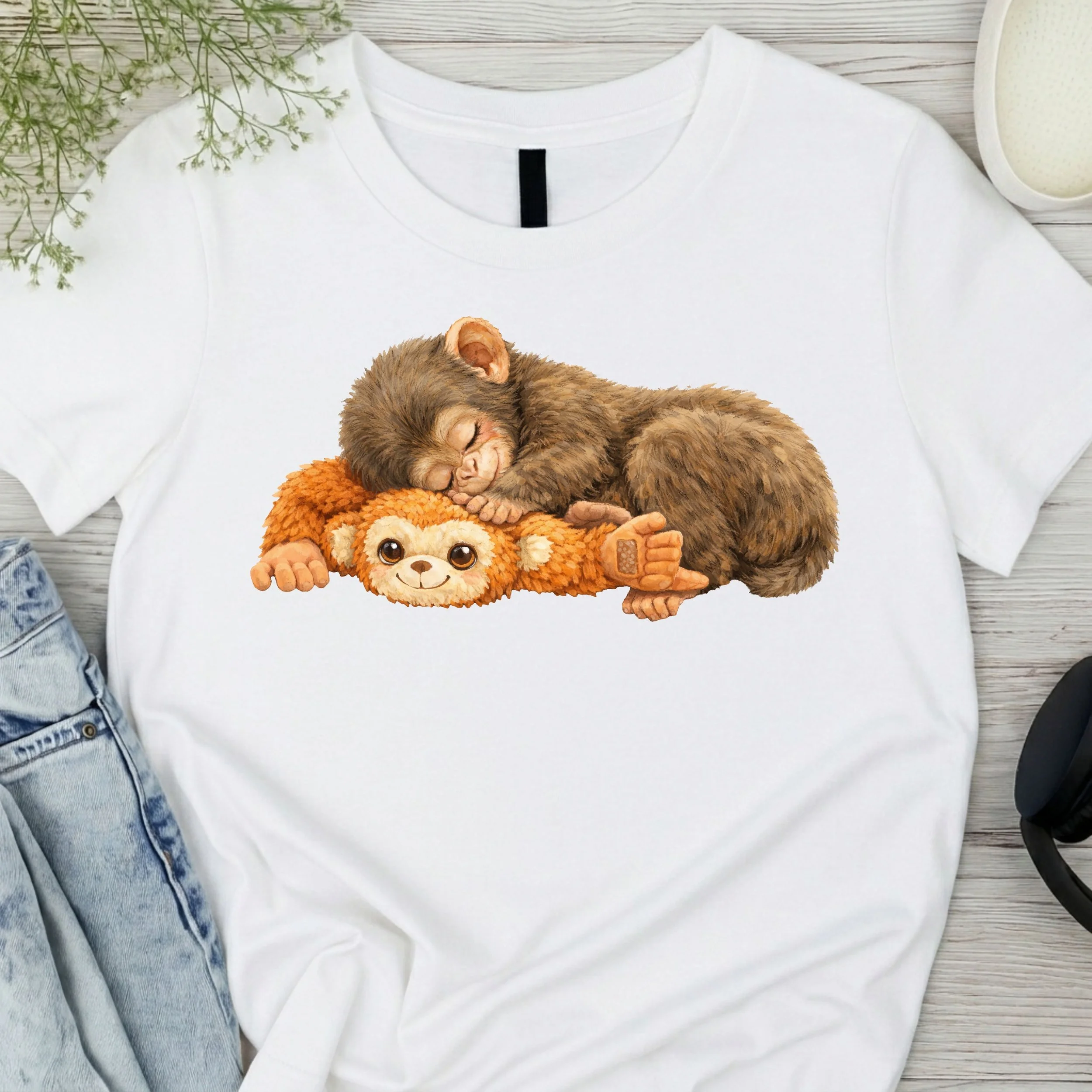 Punch the Monkey Graphic T-Shirt - Cute Animal Illustration Tee - Cozy Casual Apparel