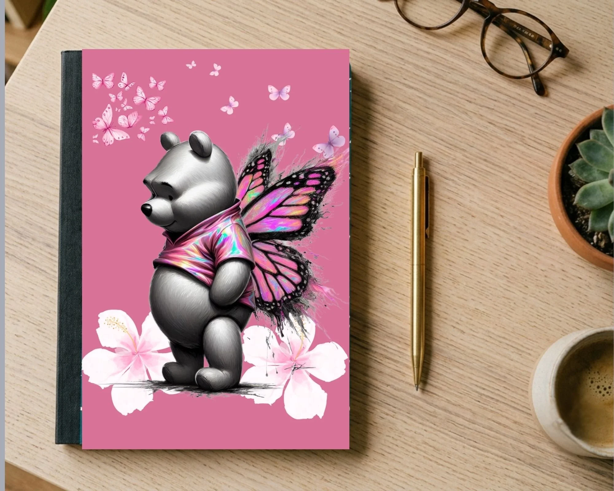 Whimsical Butterfly Bear Composition Notebook – 80 Page Lined Journal