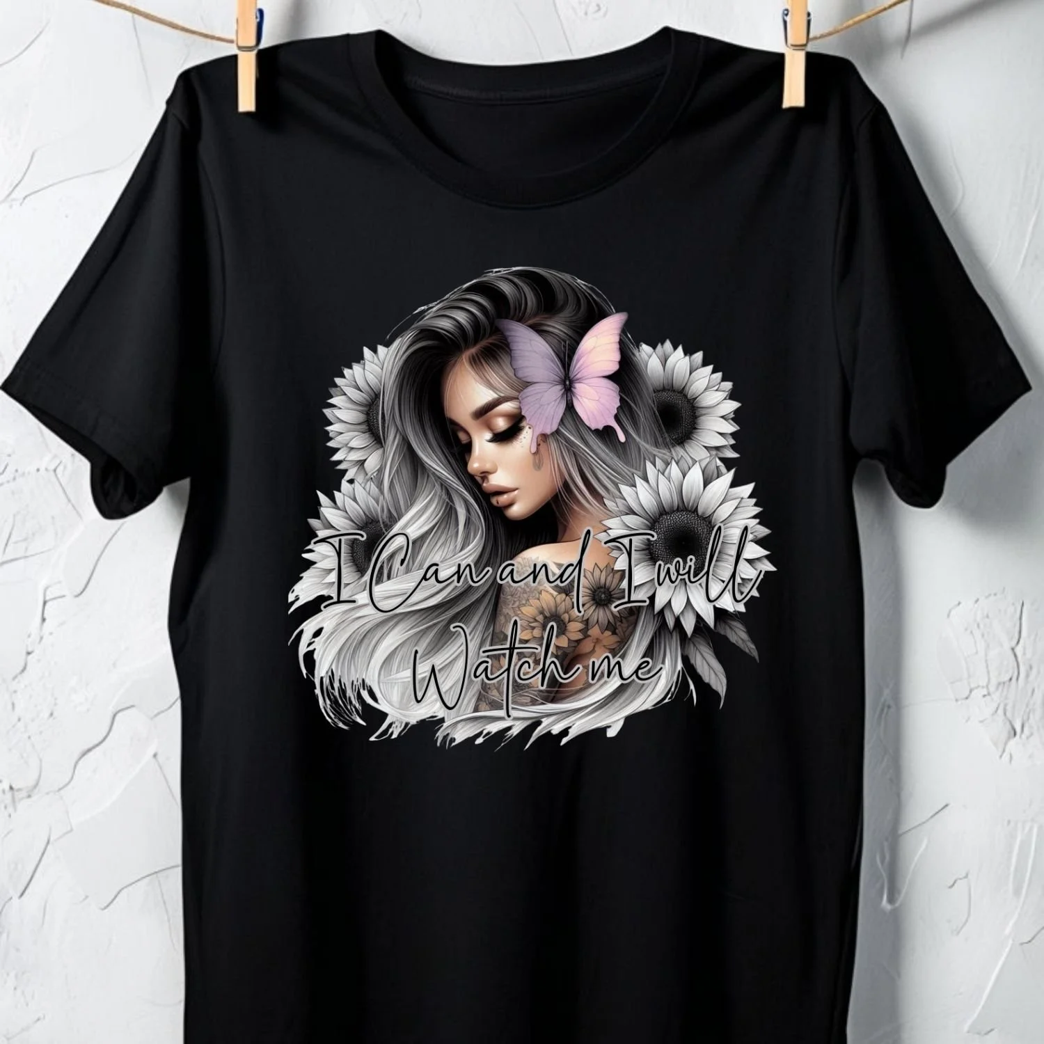 I Can and I Will – Sunflower & Butterfly Graphic Unisex Tee