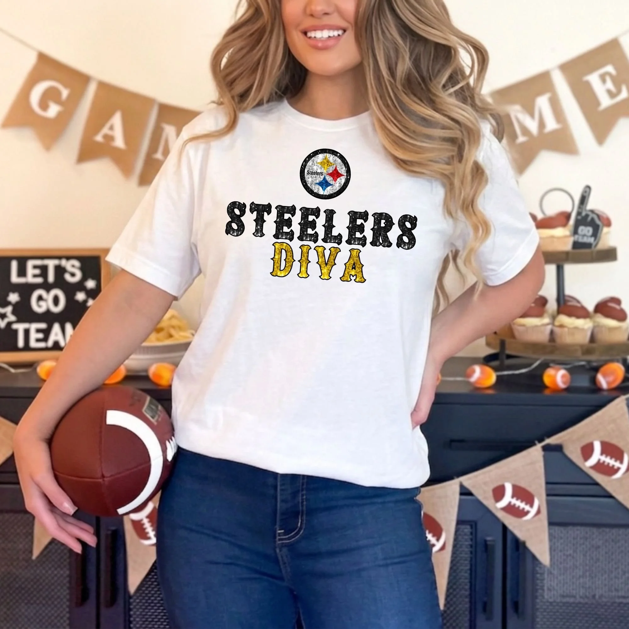 Pittsburgh Steelers Glitter Team Spirit Tee