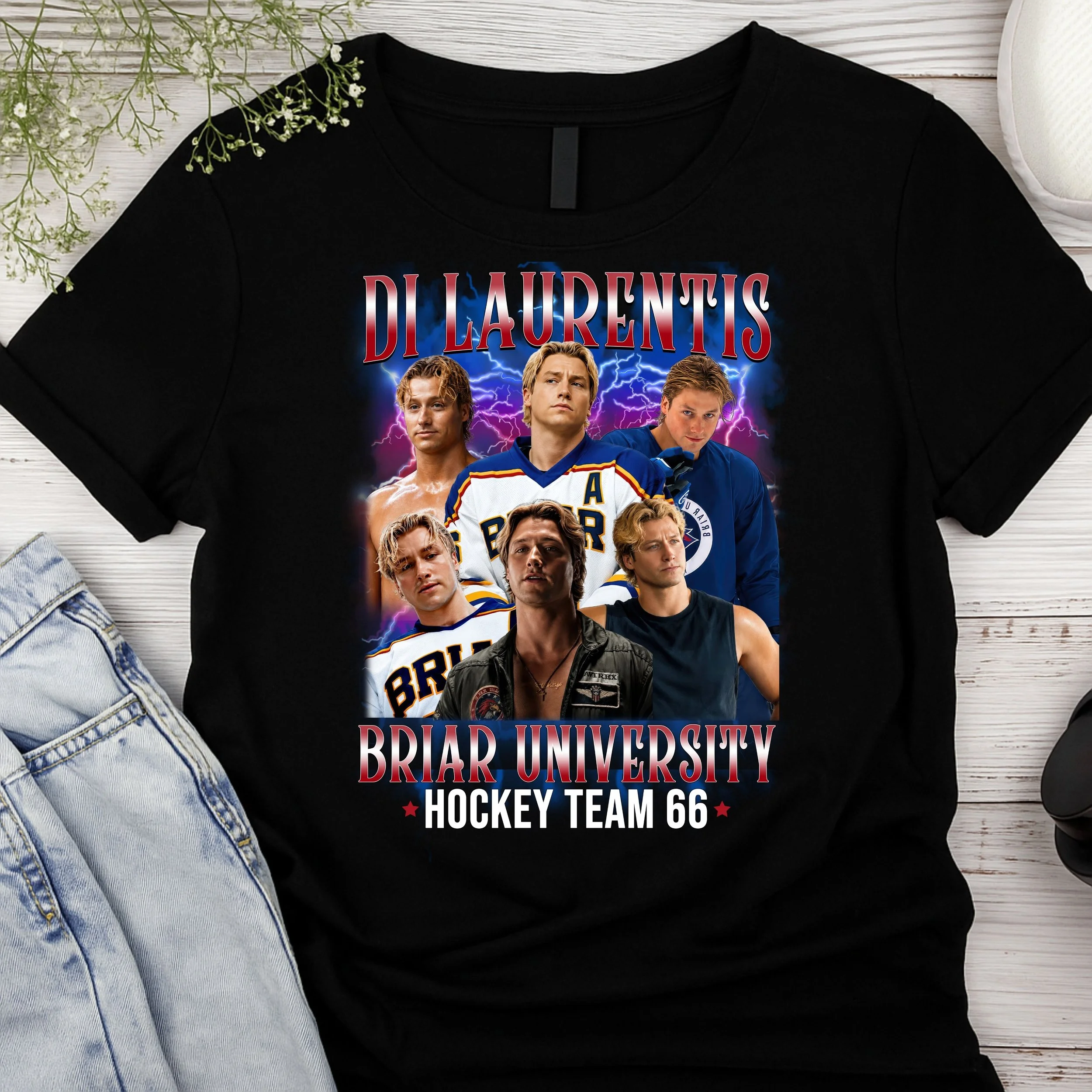"Di Laurentis" Briar University Hockey Player Graphic T-Shirt - Vintage Style Sport Fan Apparel