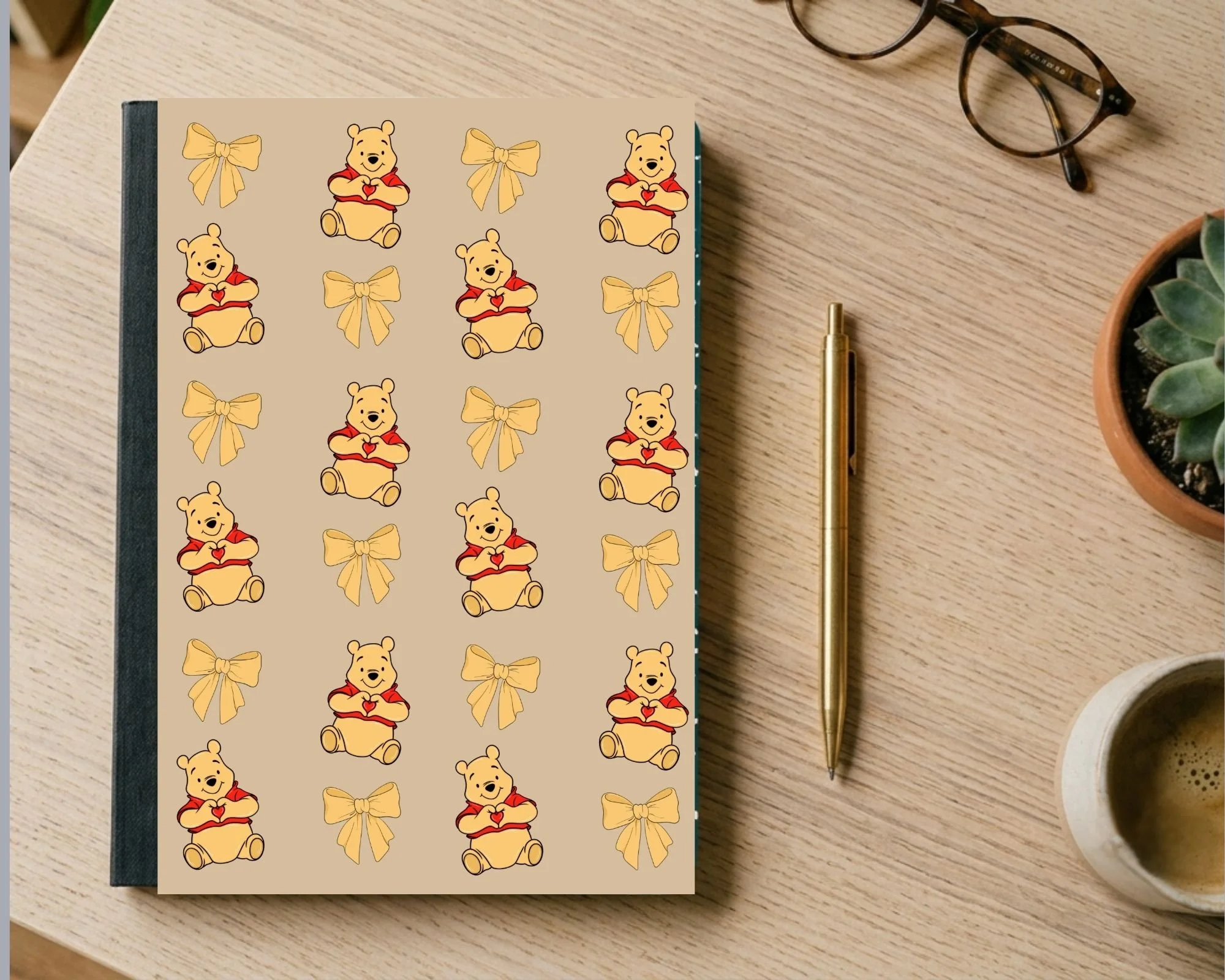 Cute Teddy Bear Heart & Ribbon 80-Page Journal