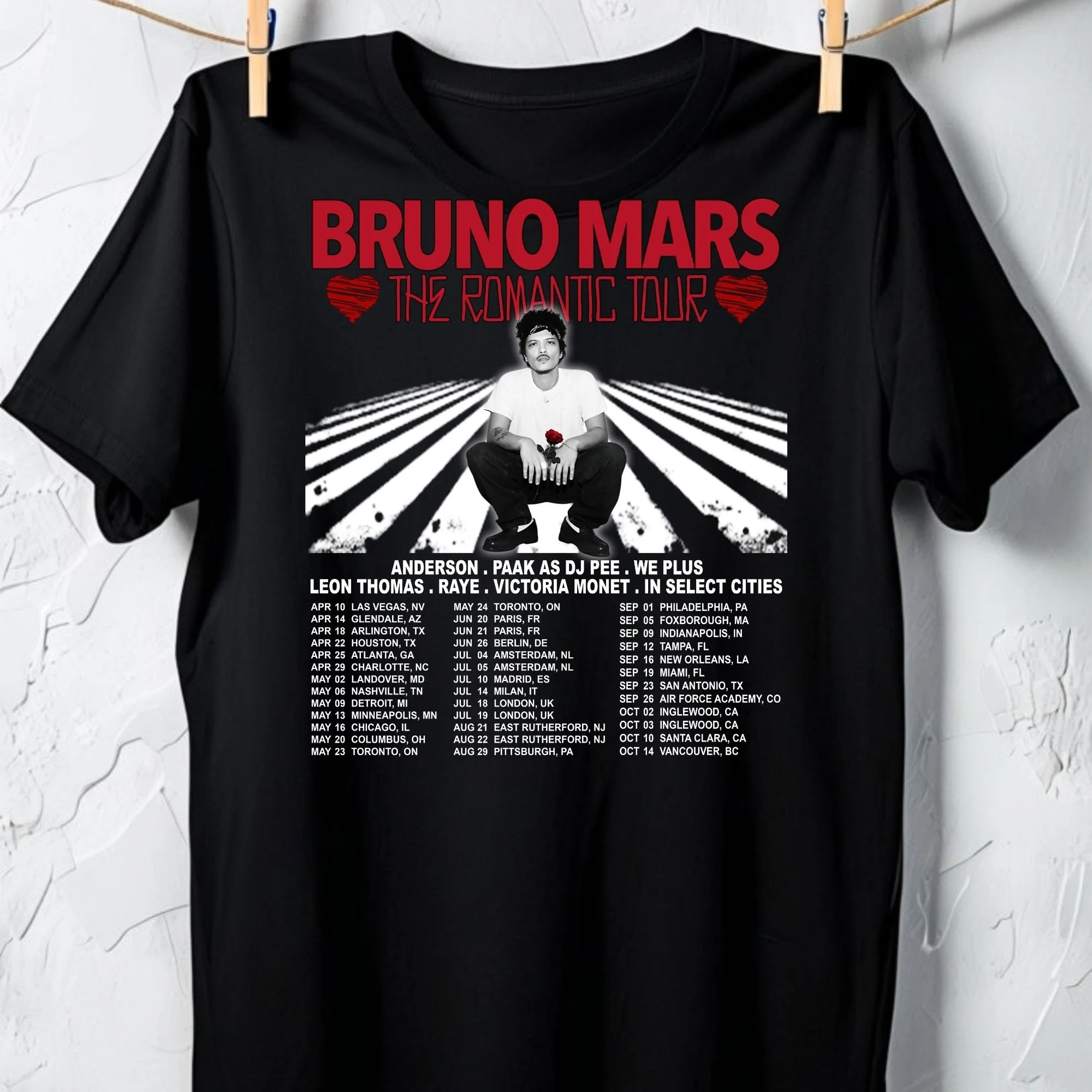 Bruno Mars "The Romantic Tour" Official Date T-Shirt