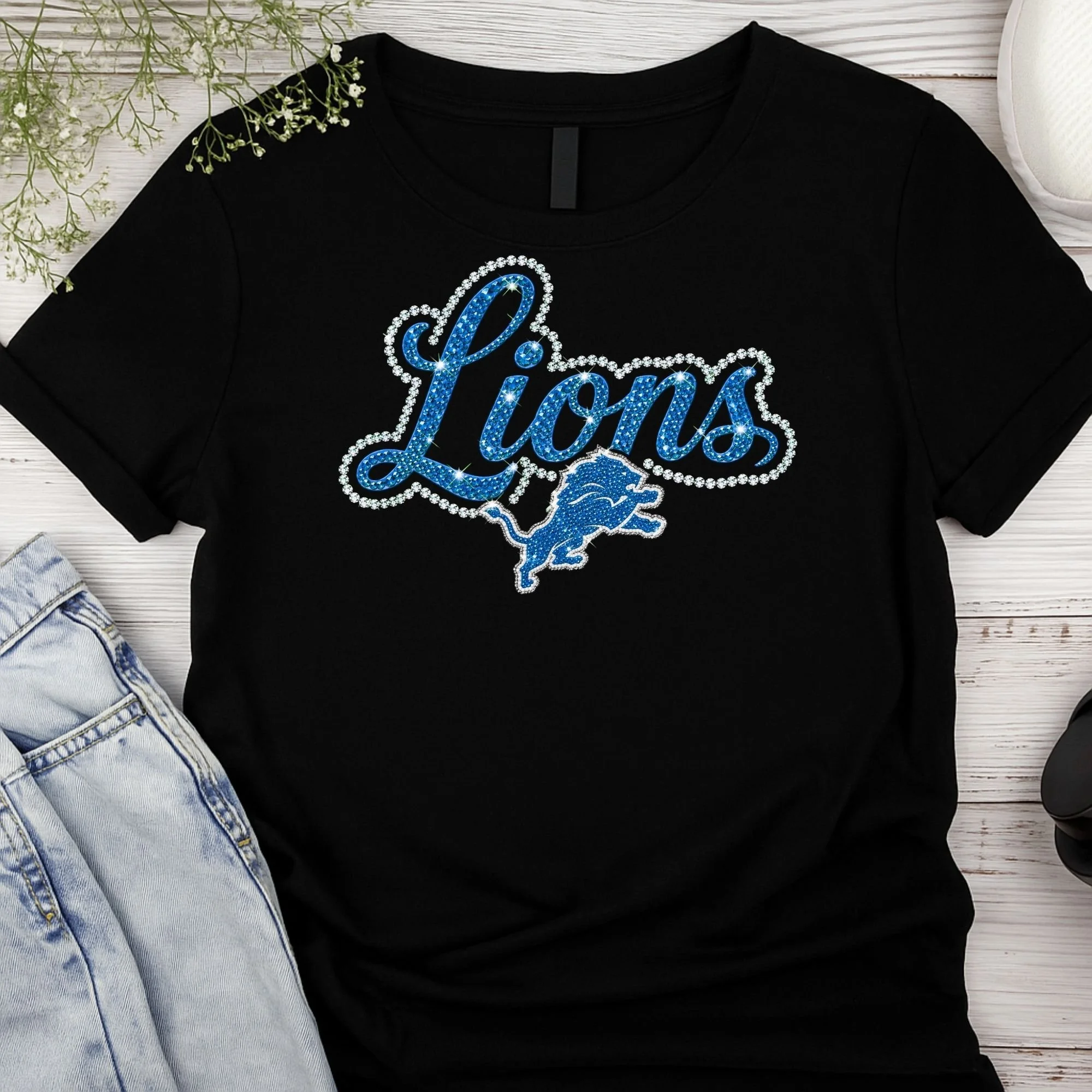 FOOTBALL FAUX BLING T SHIRTS- LIONS