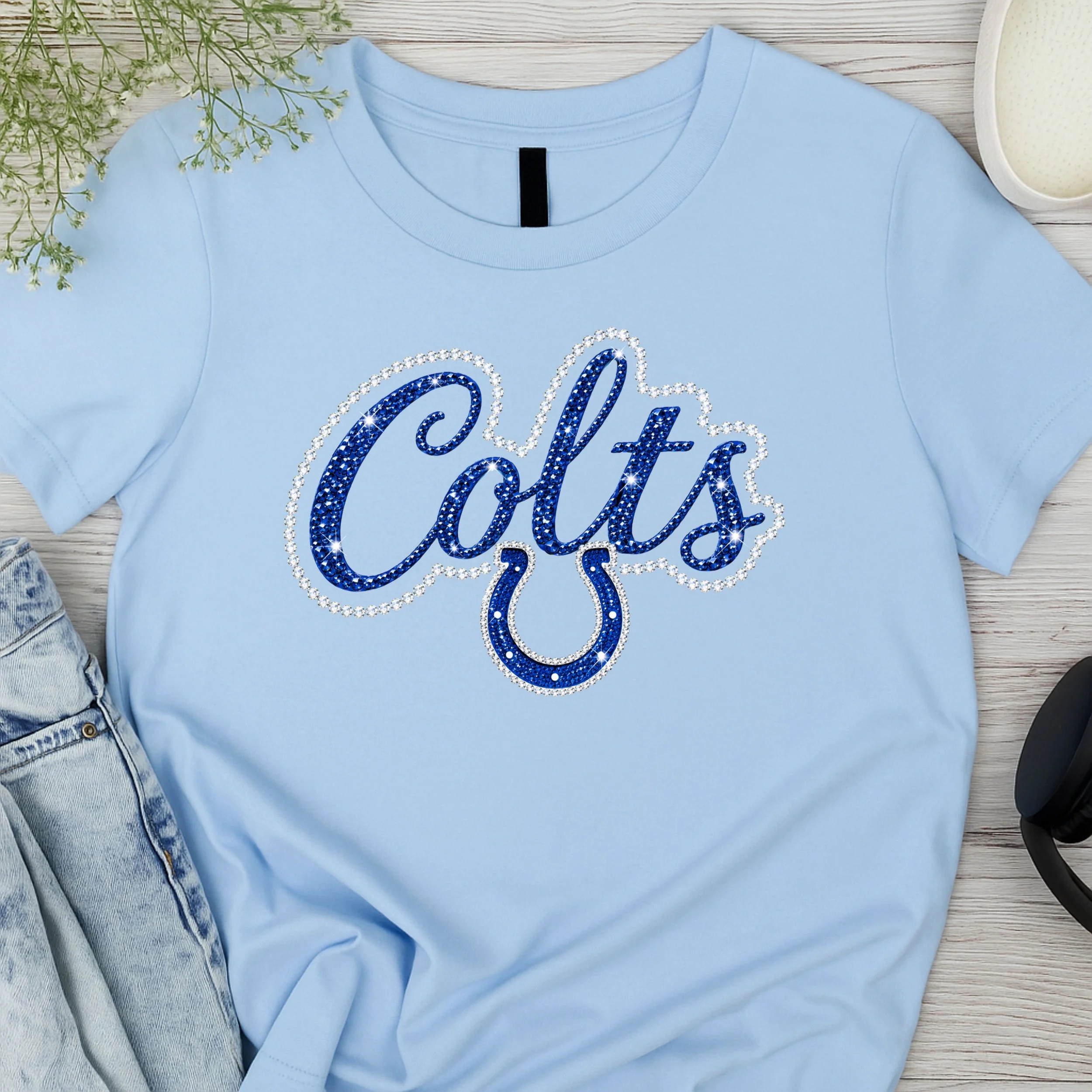 FOOTBALL FAUX BLING T SHIRTS- COLT'S