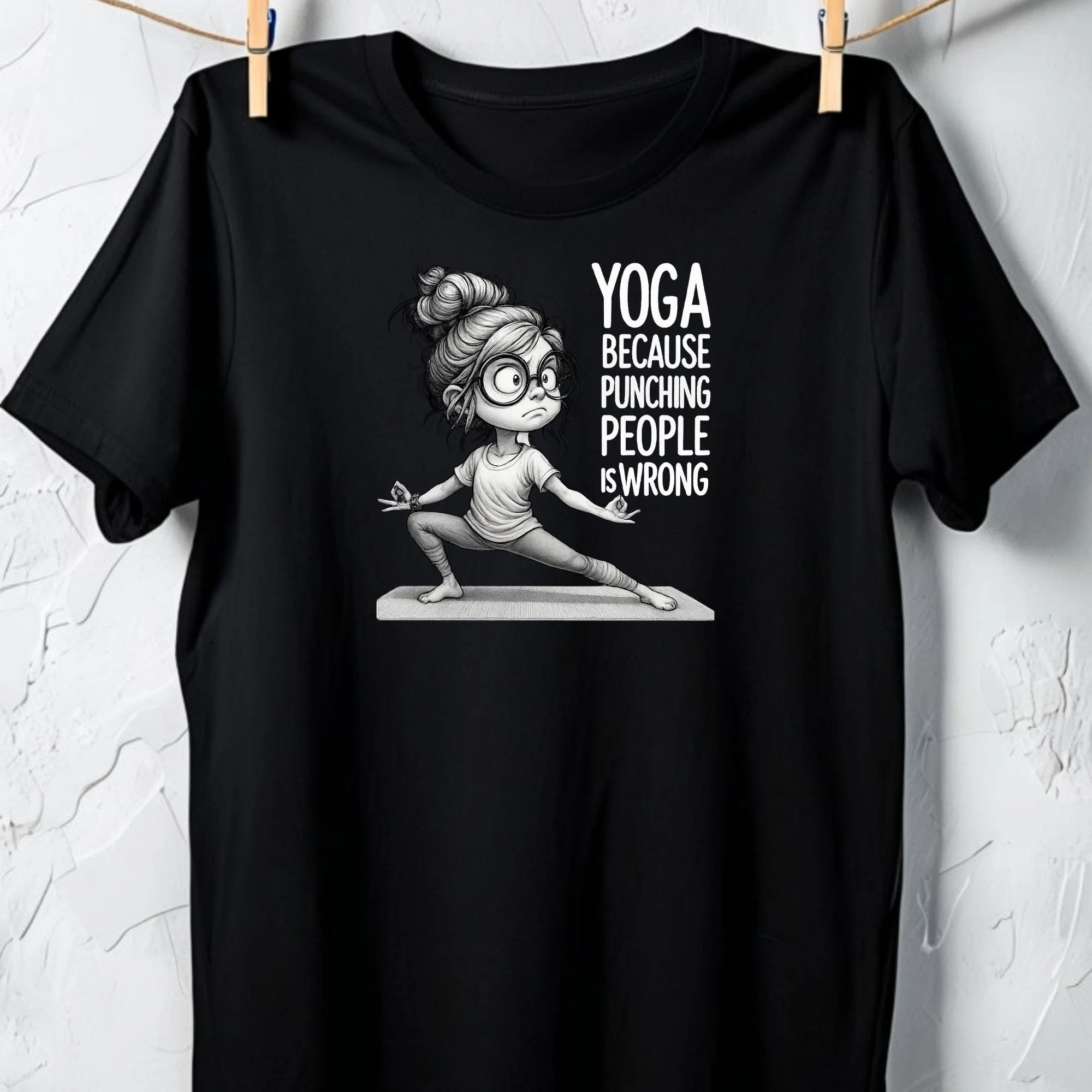 Yoga – Because Punching People is Wrong Graphic Unisex Tee