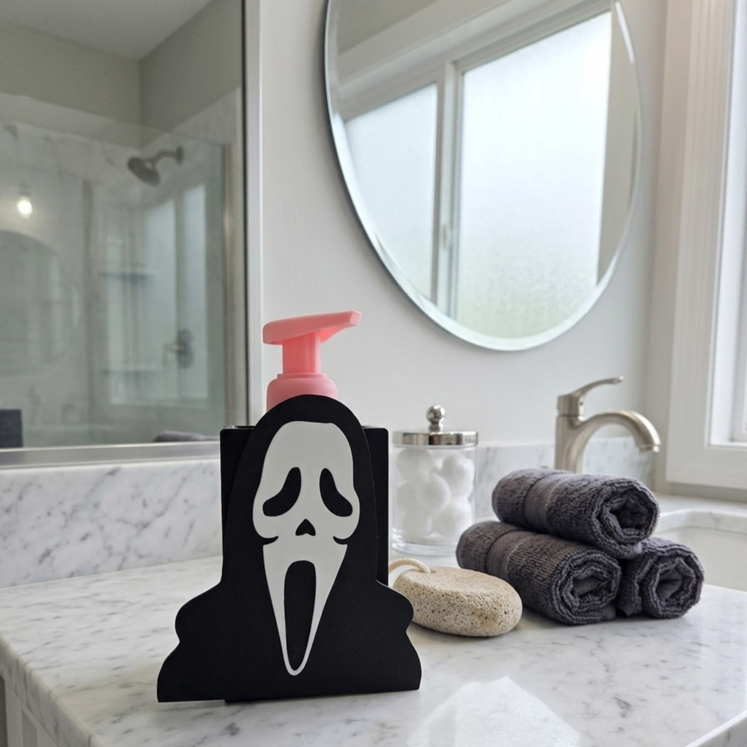 Ghost Face Inspired Soap Dispenser Holder