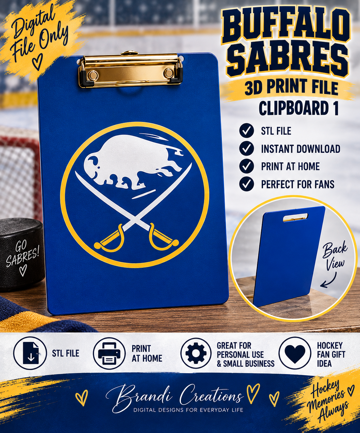 BUFFALO SABRES CLIPBOARD 3D PRINTER FILE