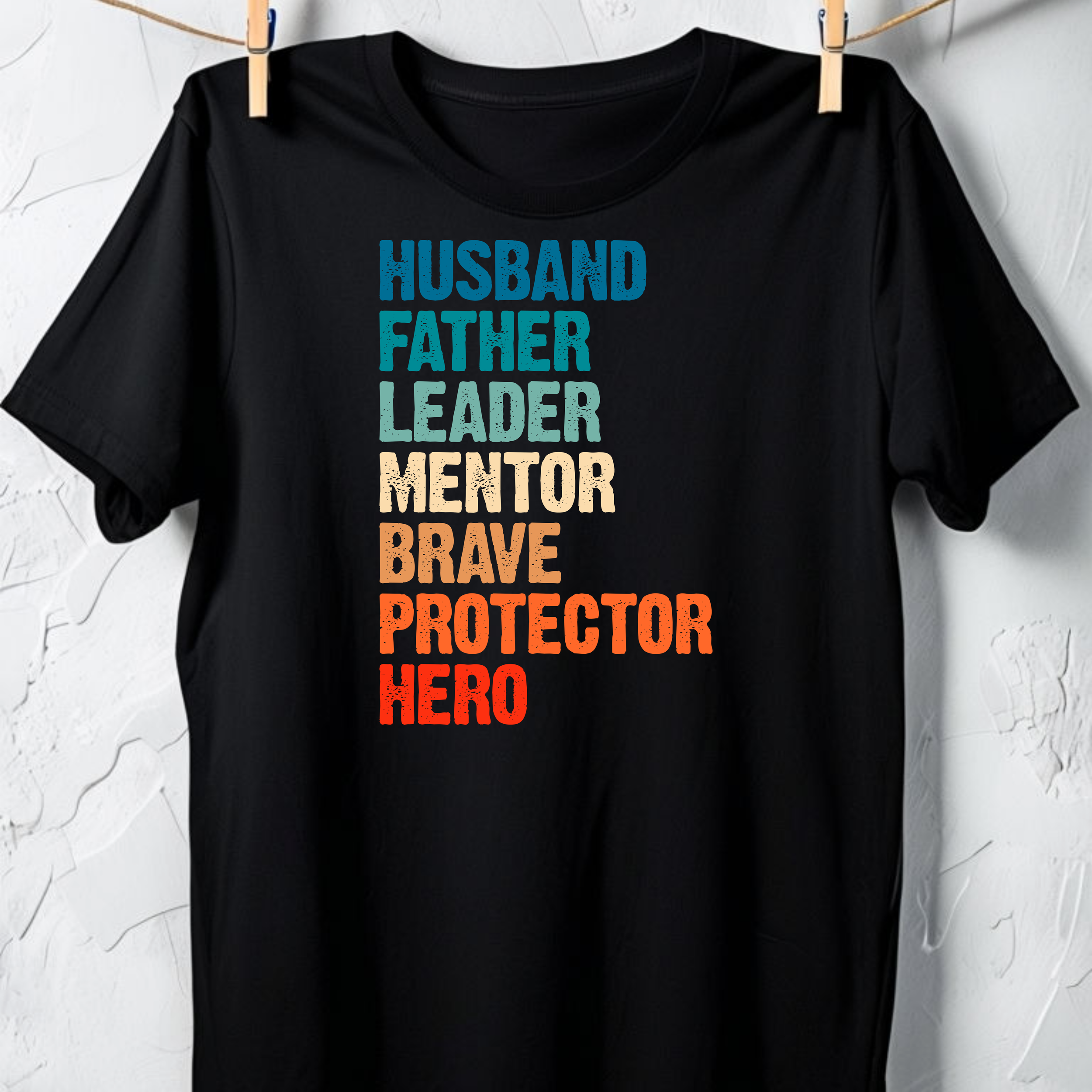 Husband, Father, Hero – Retro Typography Graphic Unisex Tee