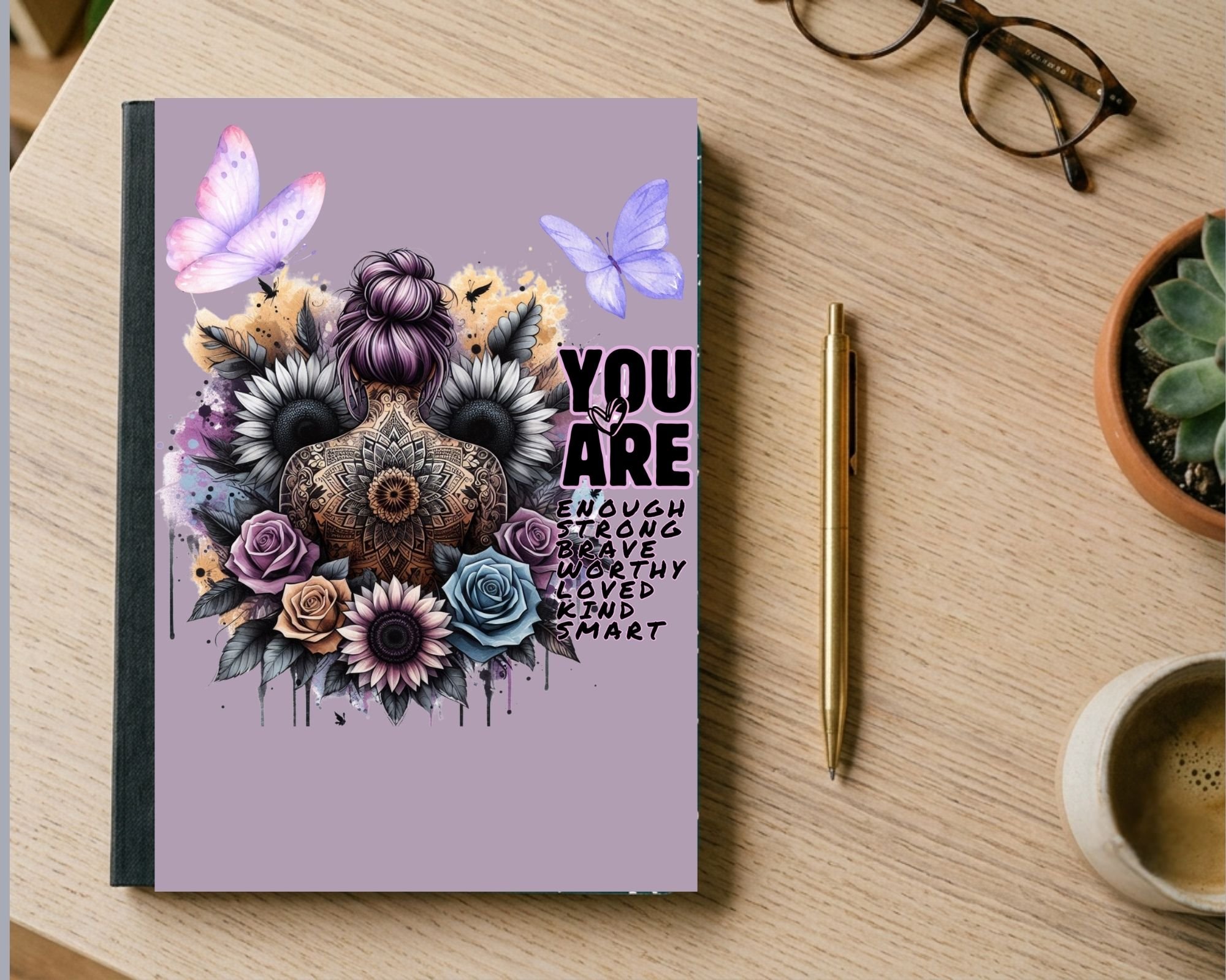 "You Are Enough" Affirmation Tattoo Girl Composition Notebook - 80 Pages