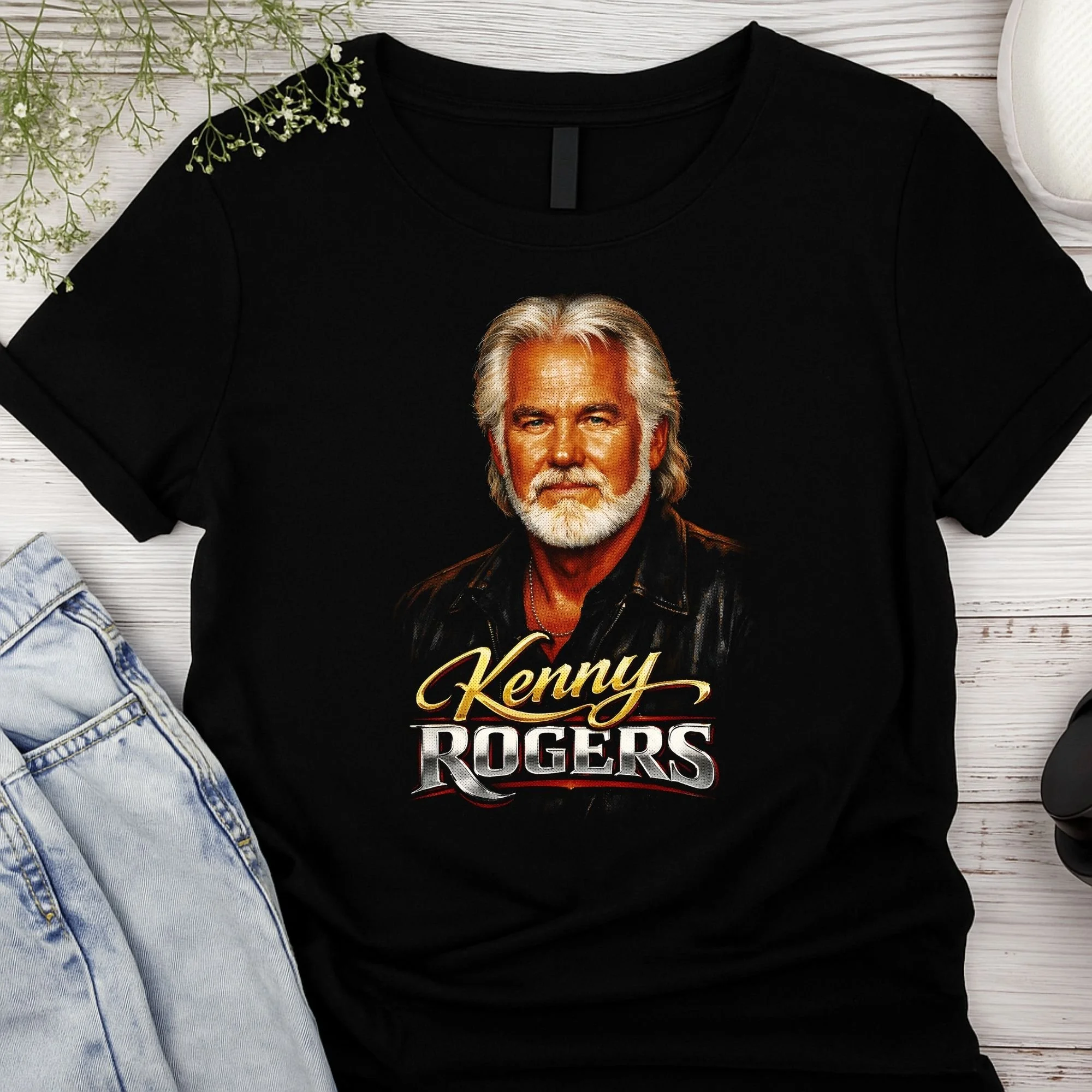 Kenny Rogers – Country Legend Portrait Graphic Unisex Tee