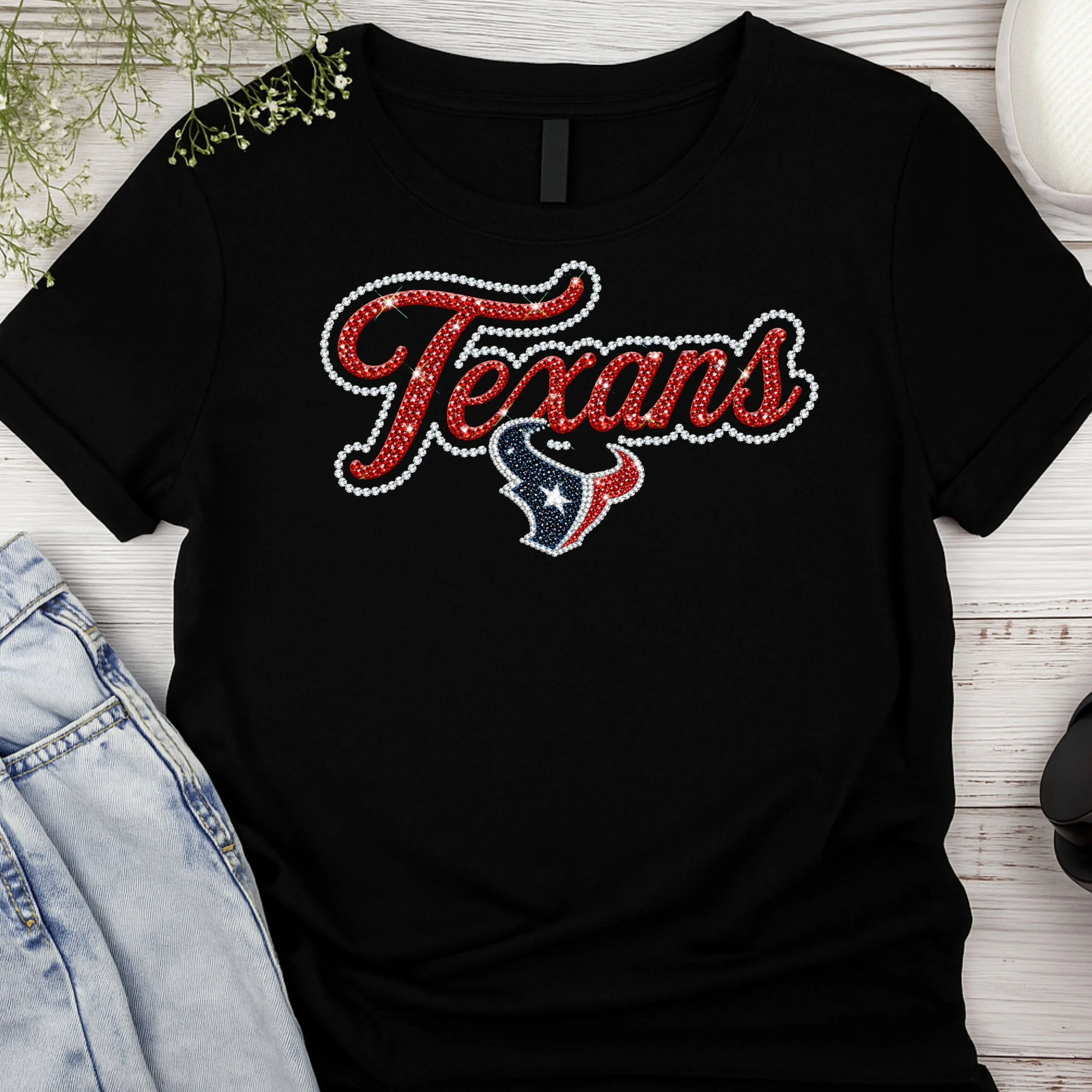 FOOTBALL FAUX BLING T SHIRTS- TEXANS
