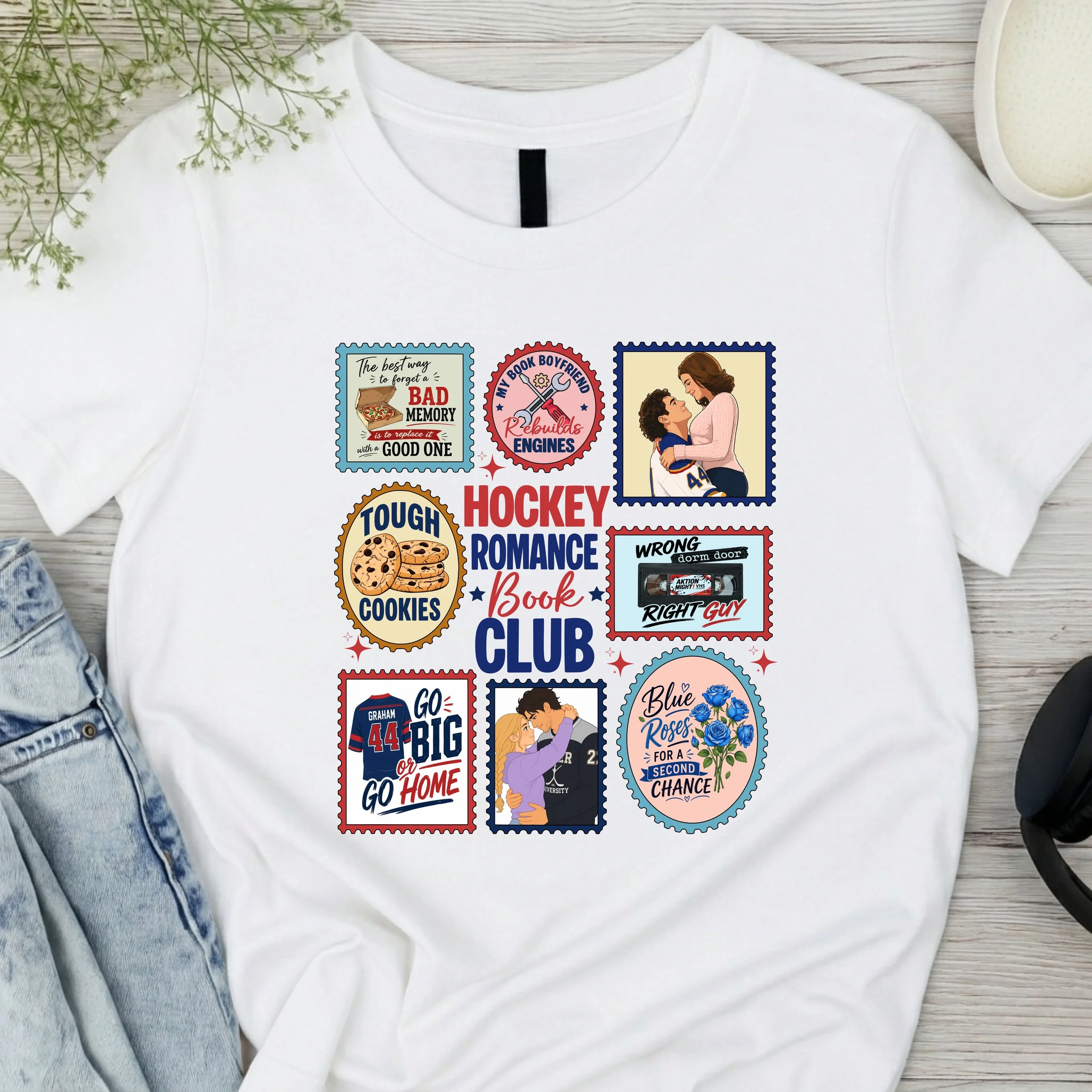 Hockey Romance Book Club" Graphic T-Shirt - Collegiate Sports Romance Fan Tee - Bookish Apparel