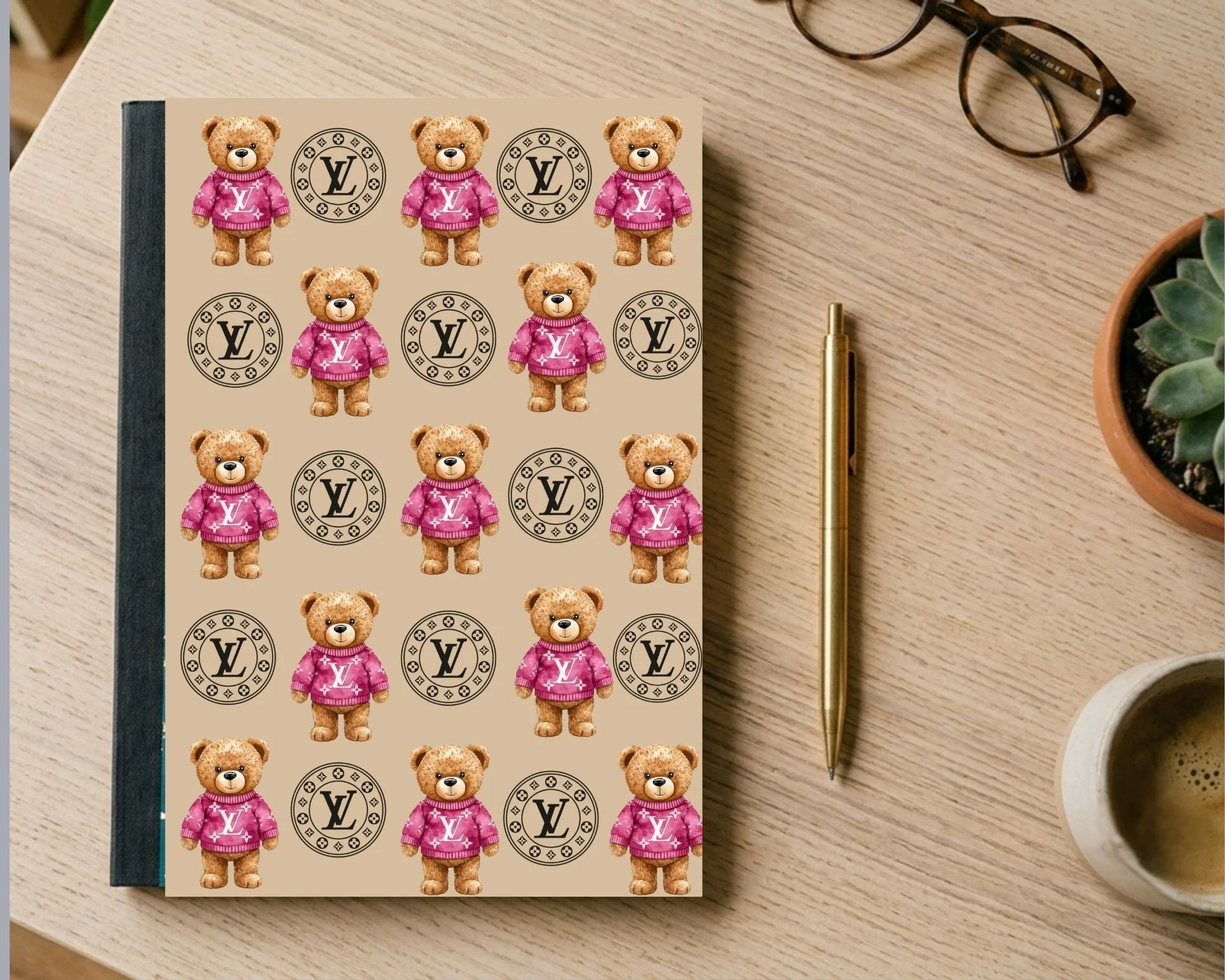Designer Inspired Bear & Emblem 80-Page Composition notebook