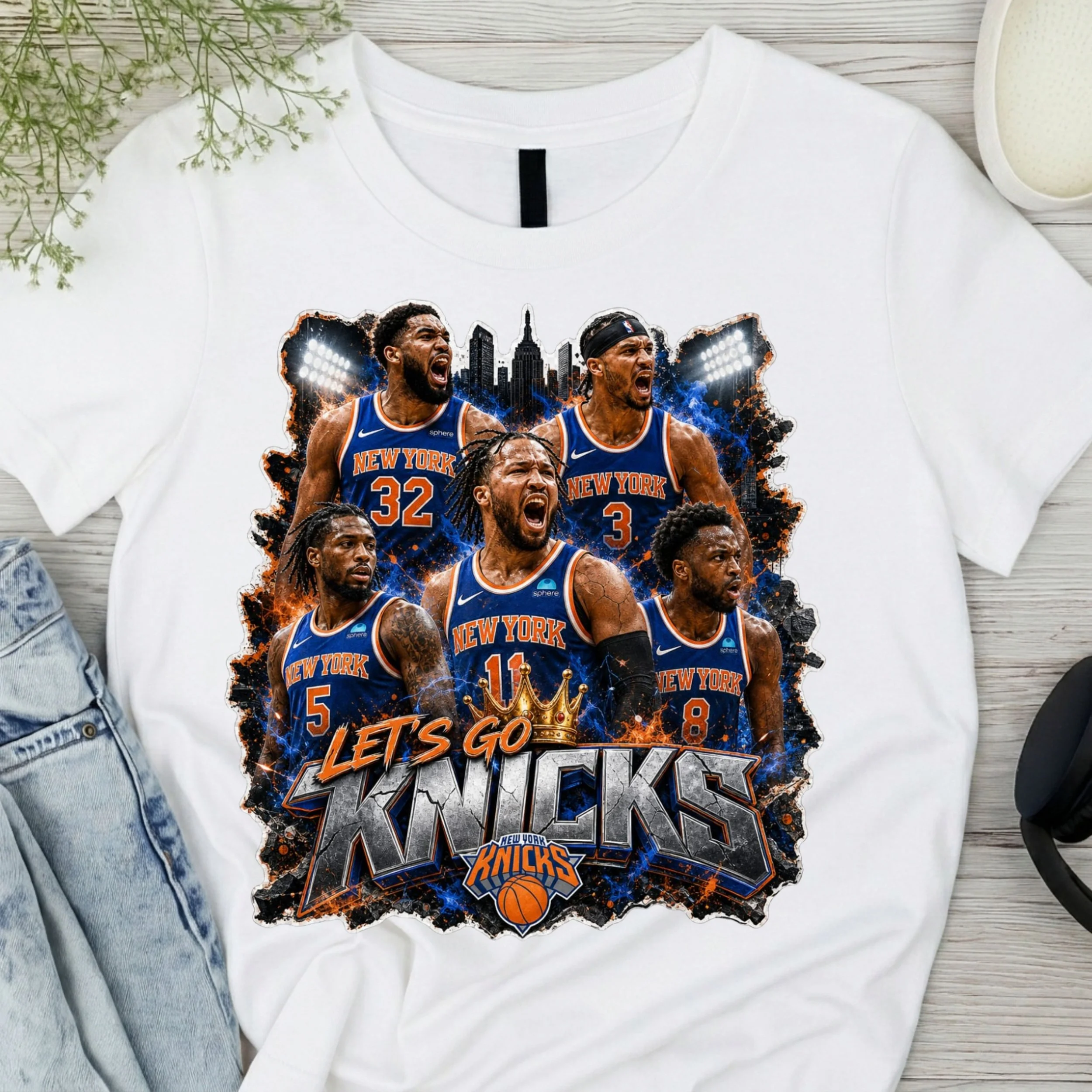 New York Basketball Vintage Style Graphic Tee | Let’s Go Knicks Fan Apparel | Retro Basketball Team Collage Shirt