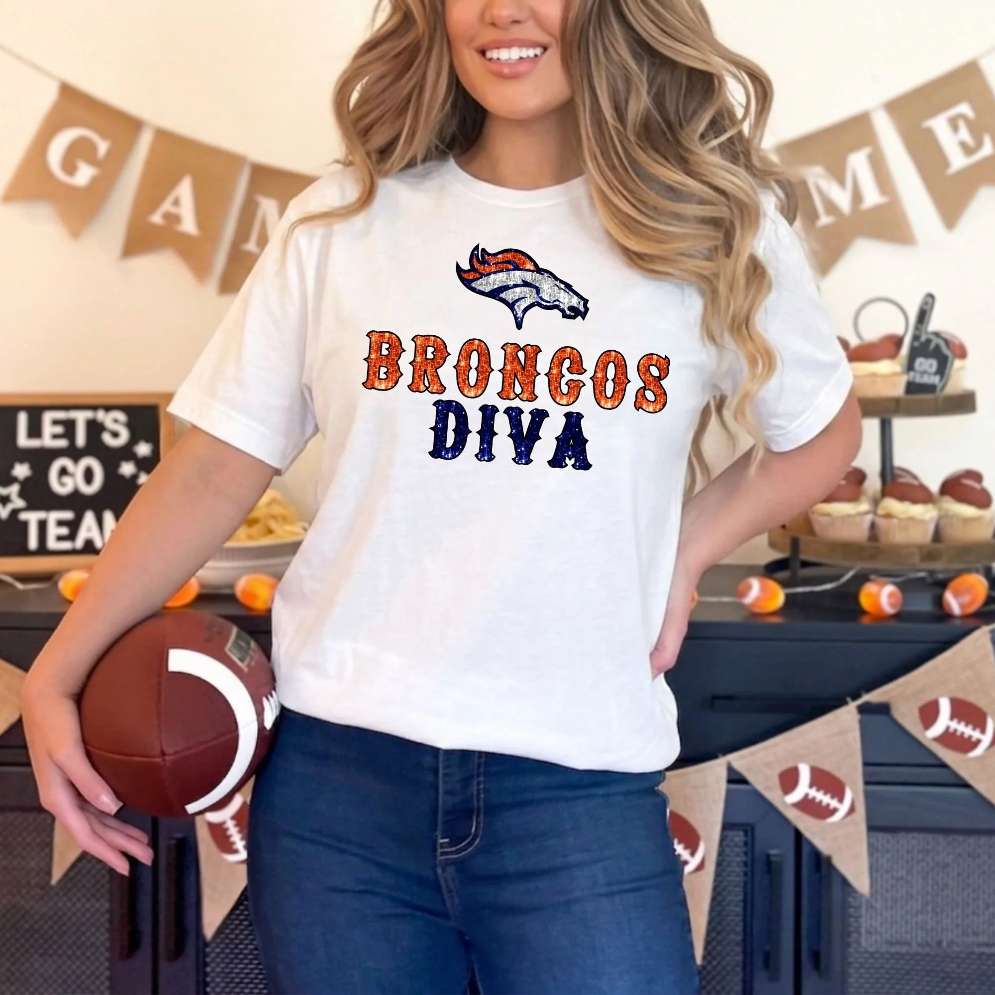 Denver Broncos Glitter Team Spirit Tee