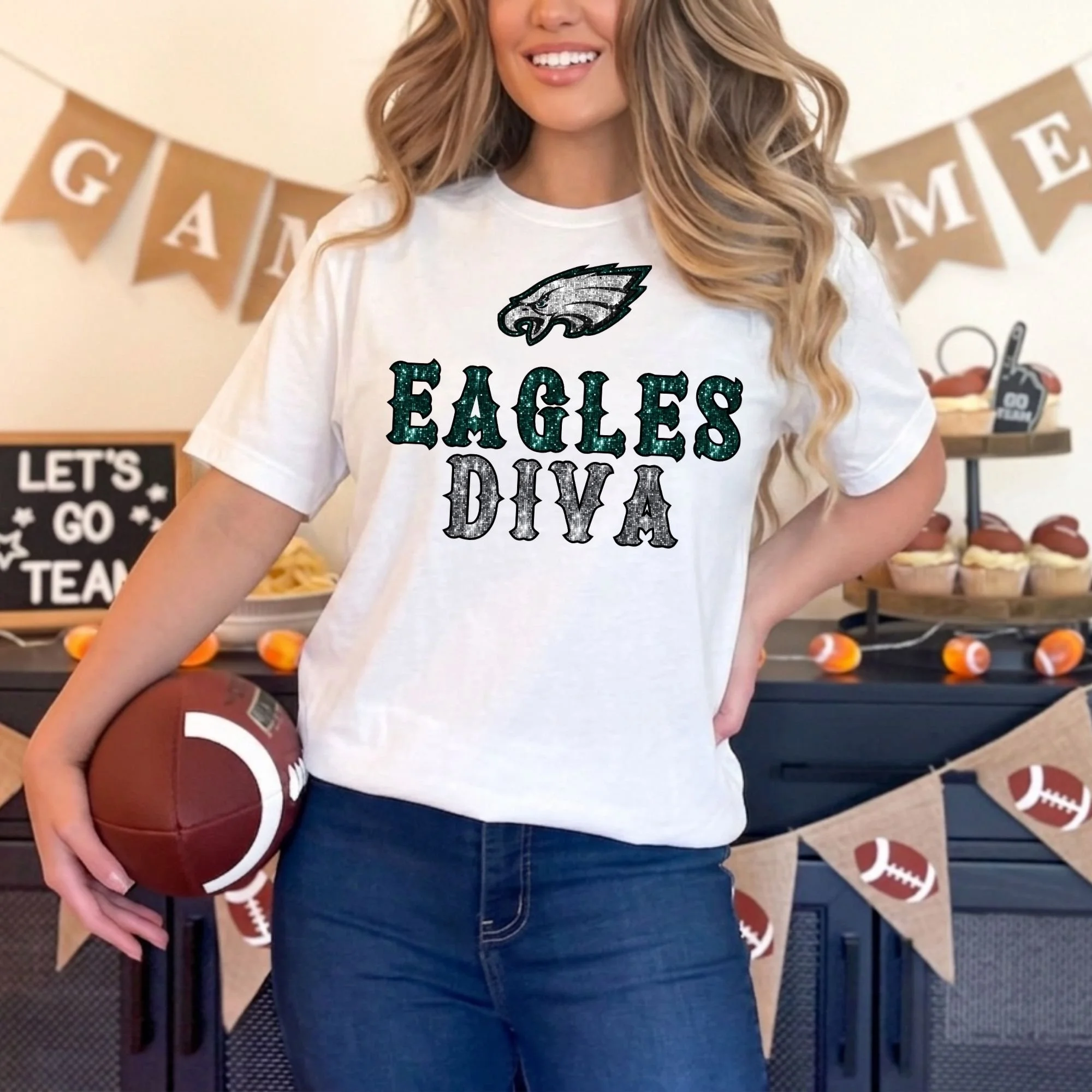 Philly Eagles Glitter Team Spirit Tee