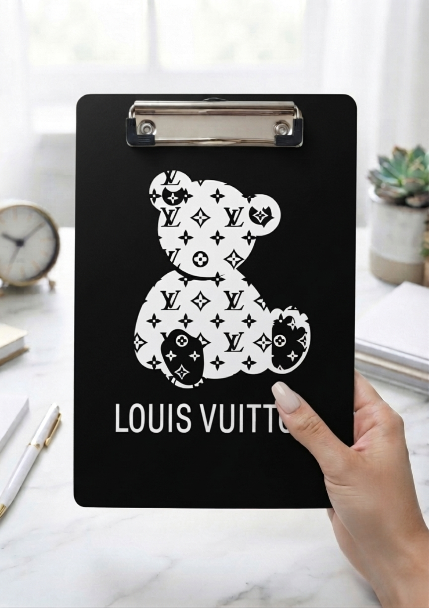 Luxury Monogram Teddy Bear Clipboard 3MF File | 3D Printable Clipboard Design | Digital Download