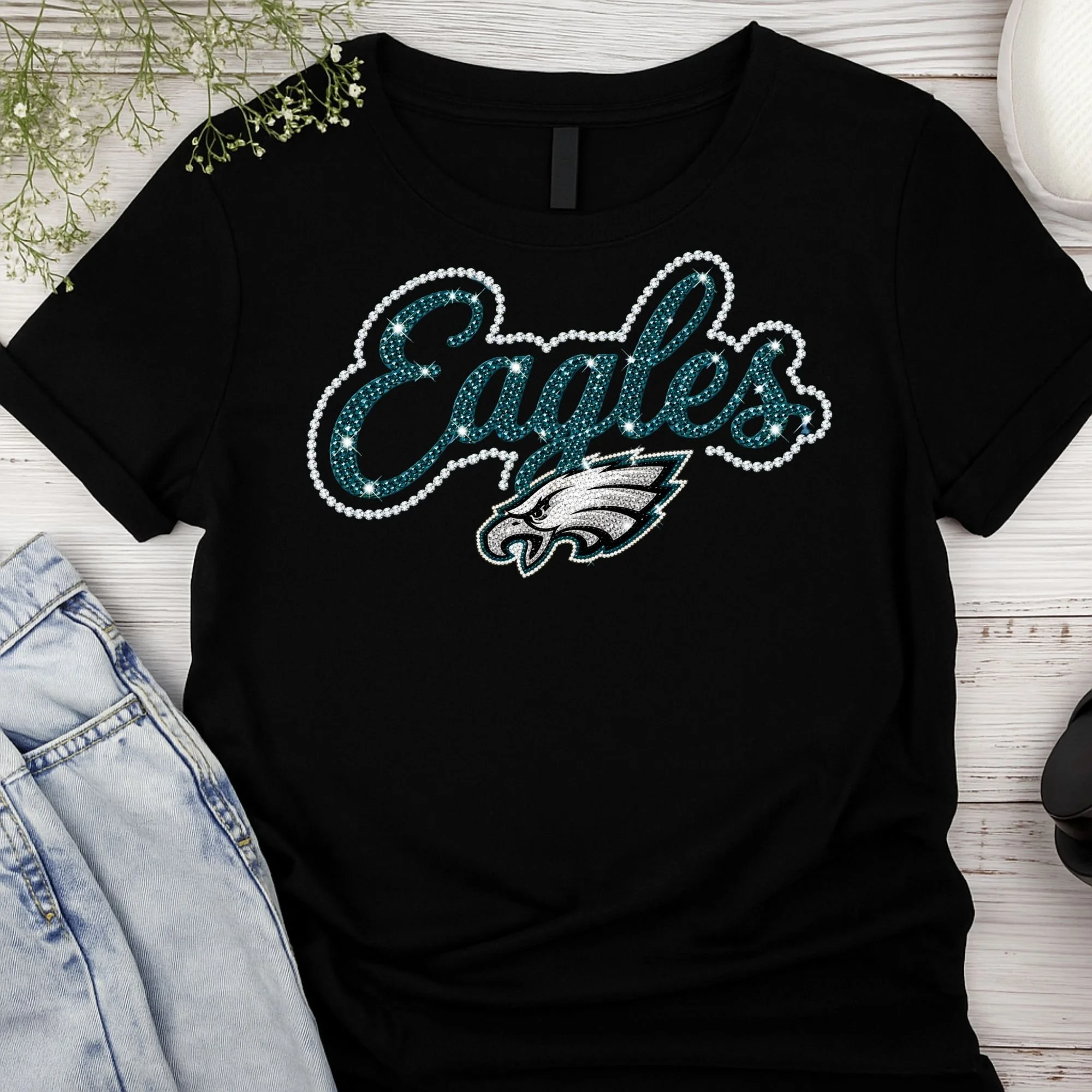 FOOTBALL FAUX BLING T SHIRTS- EAGLE'S