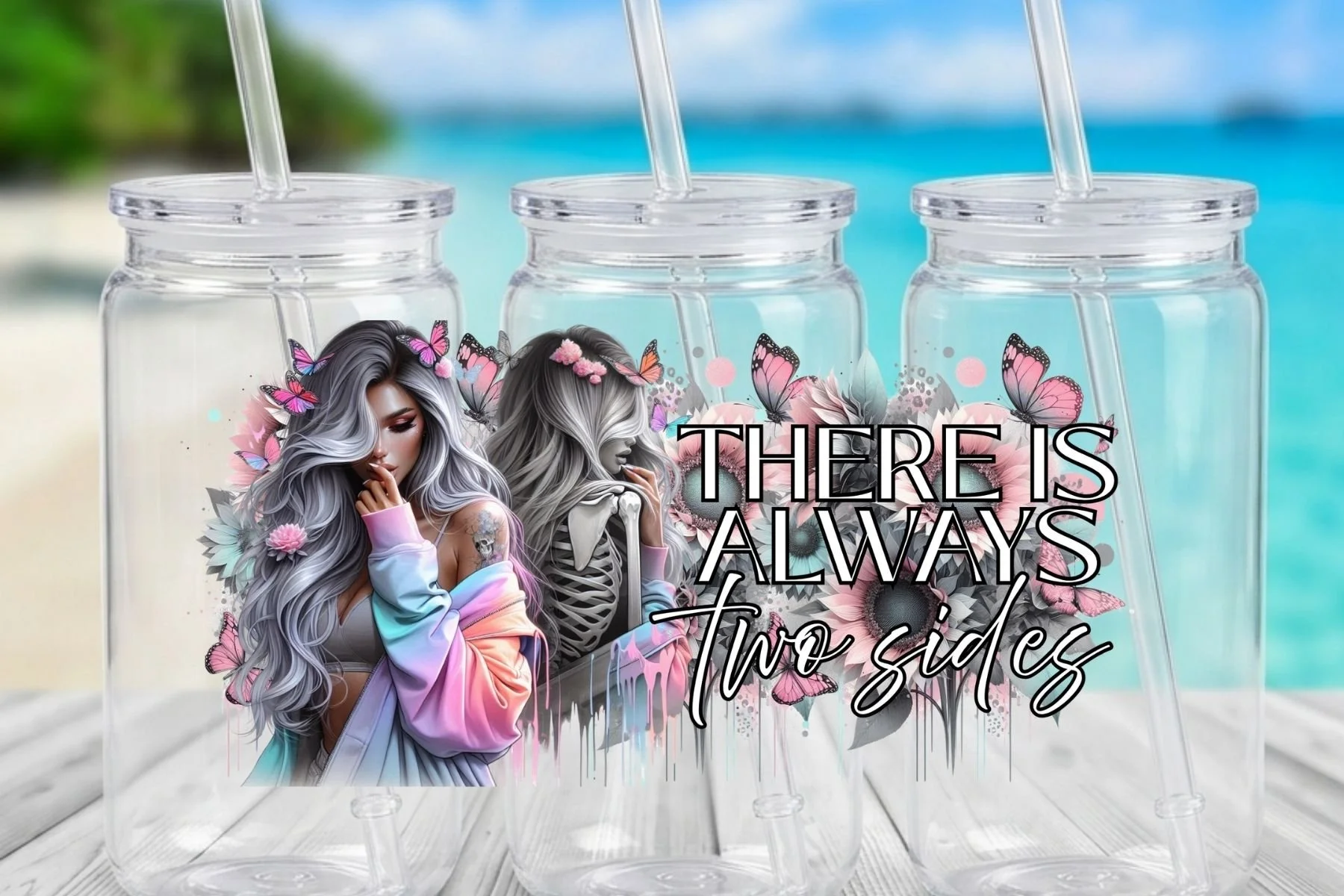 "There Is Always Two Sides" 16 oz. Can-Shaped Plastic Tumbler