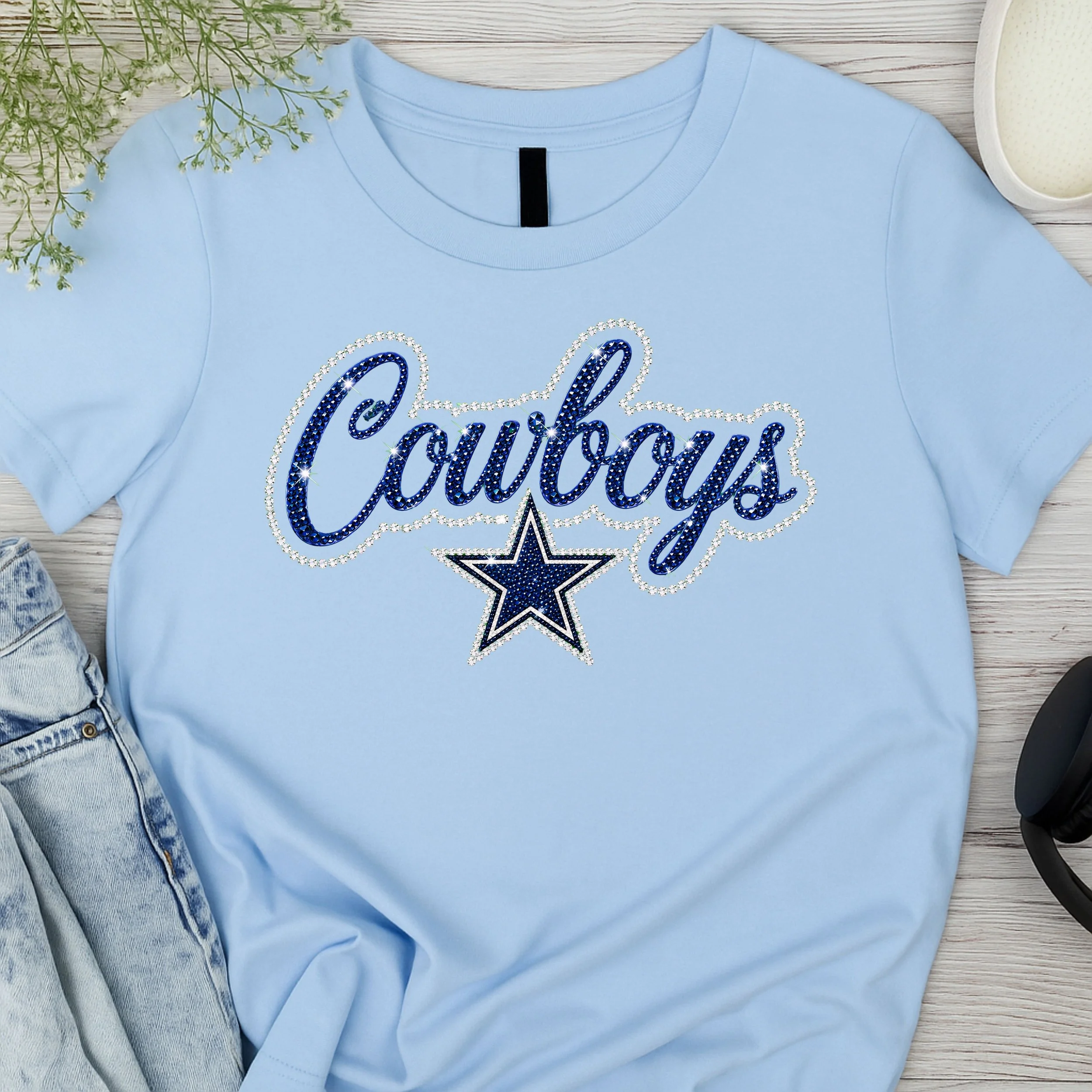 FOOTBALL FAUX BLING T SHIRTS- COWBOYS